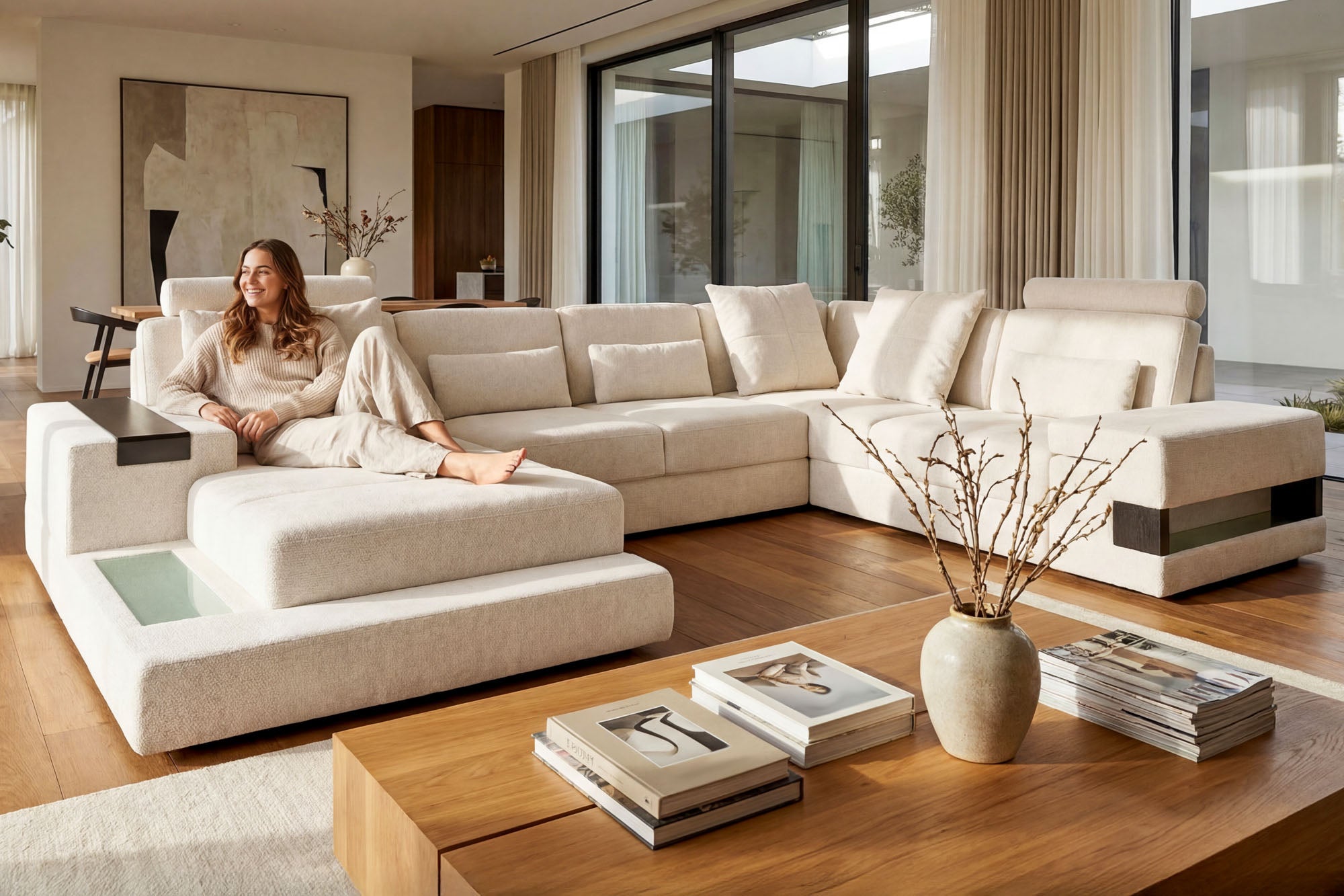 Los Angeles Fabric U-Chaise Sectional