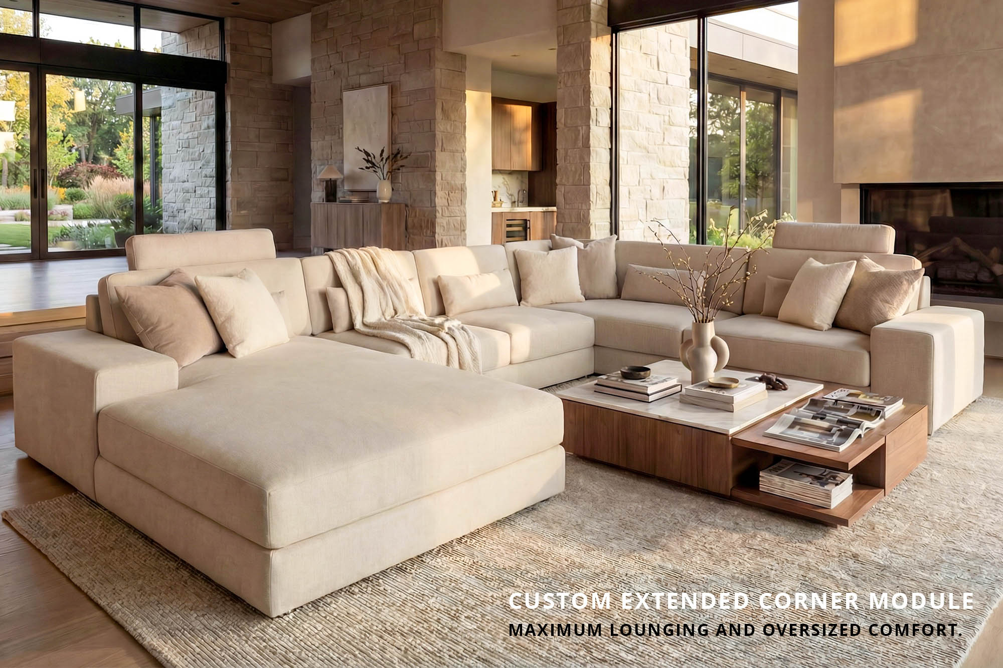 Los Angeles Modern Fabric U-Chaise Sectional