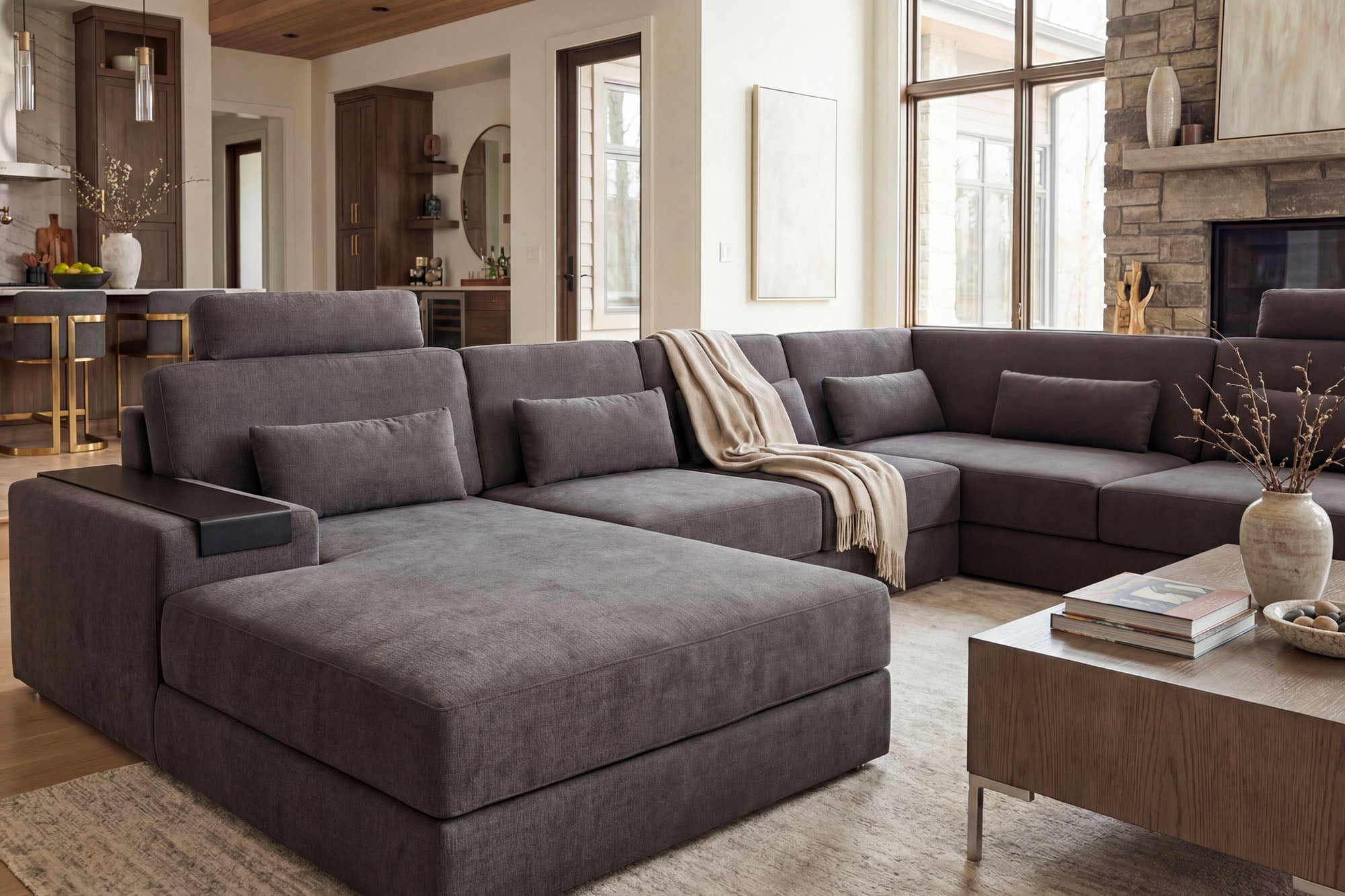 Los Angeles Modern Fabric U-Chaise Sectional
