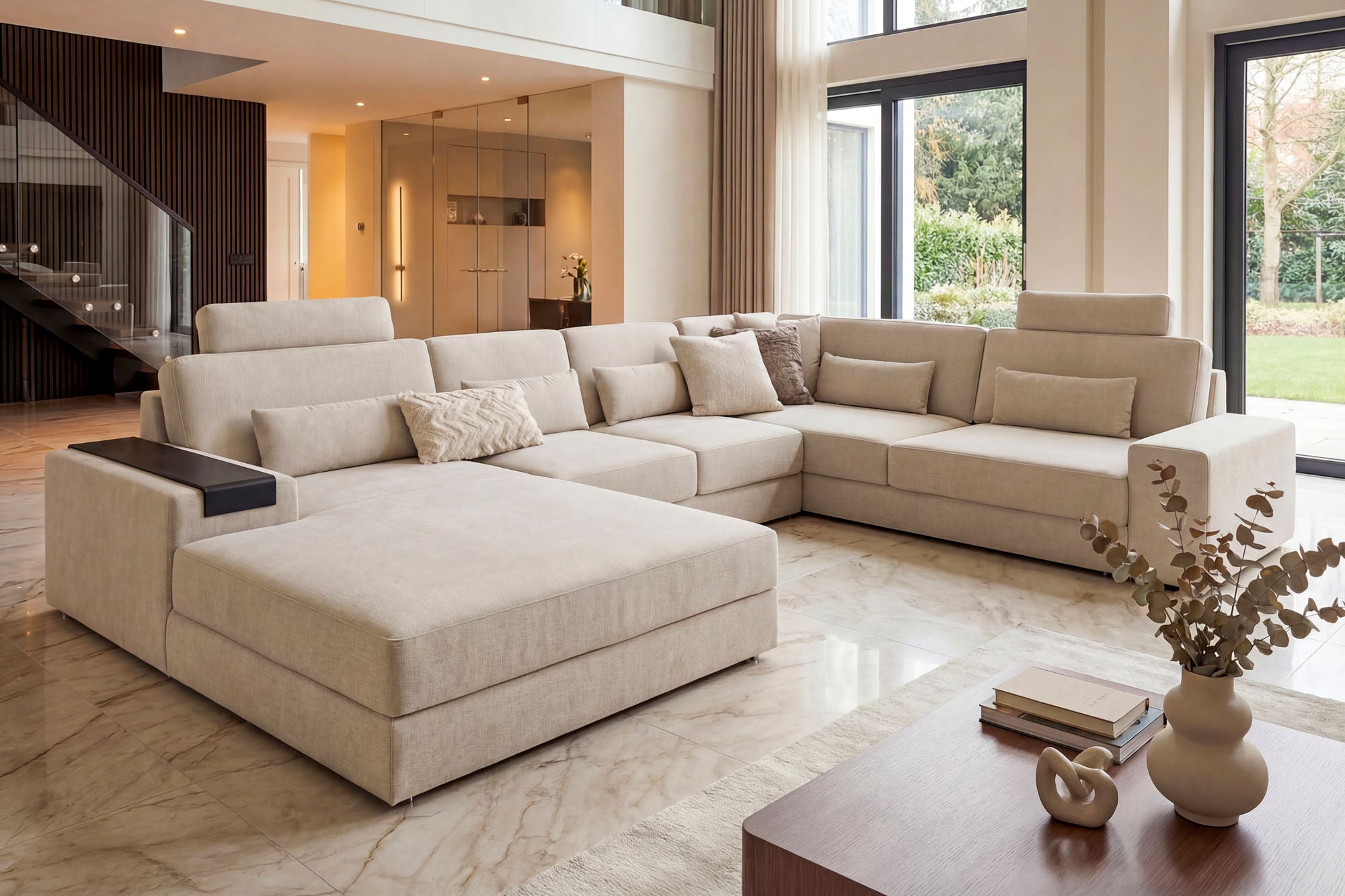 Los Angeles Modern Fabric U-Chaise Sectional