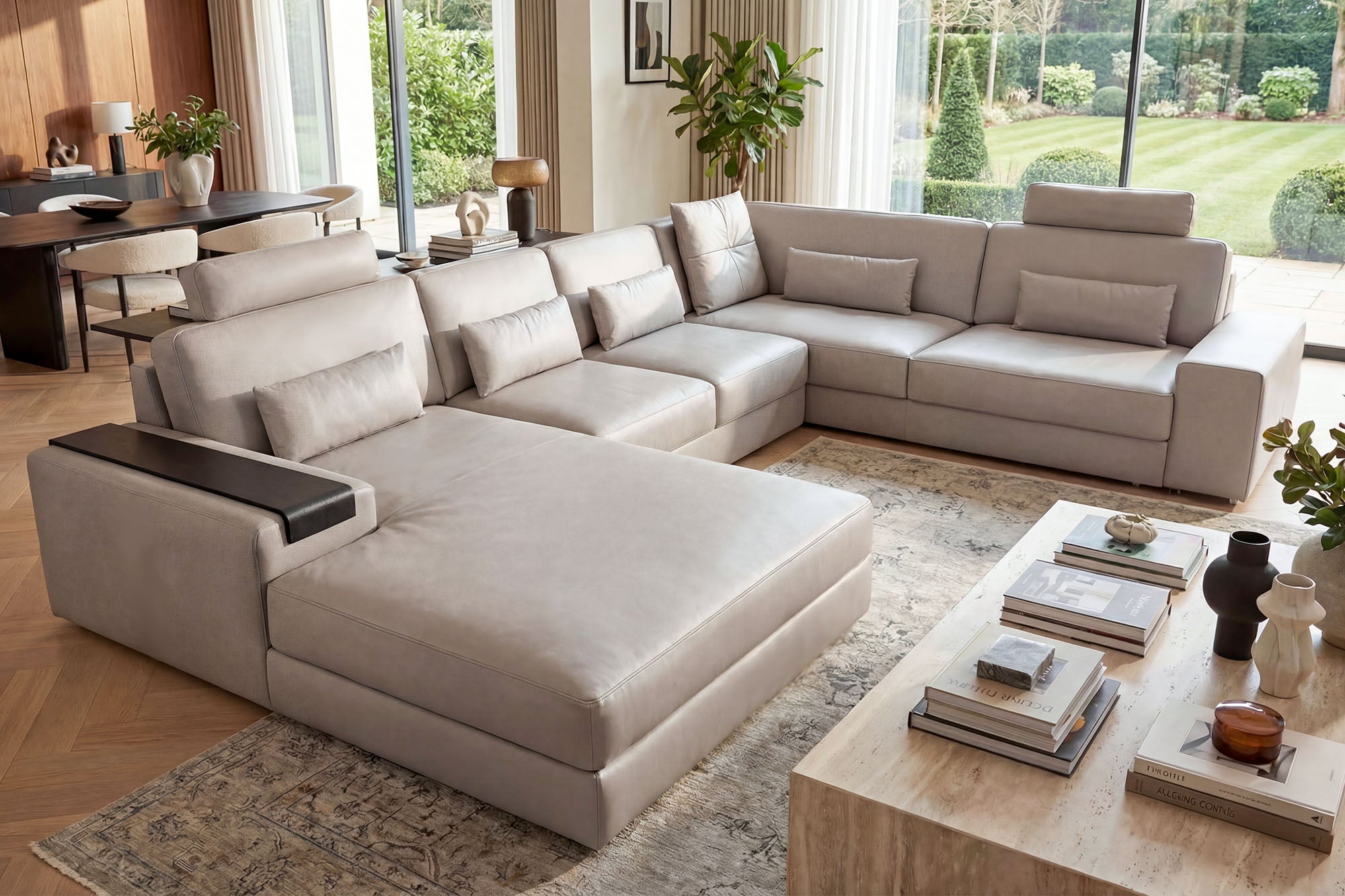 Los Angeles Modern Leather U-Chaise Sectional