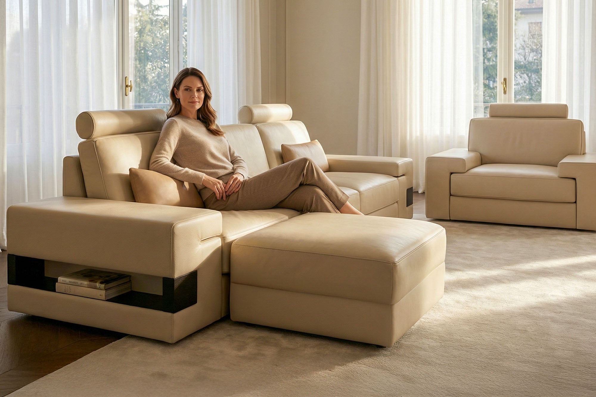 Los Angeles Leather 3 Seater Sofa