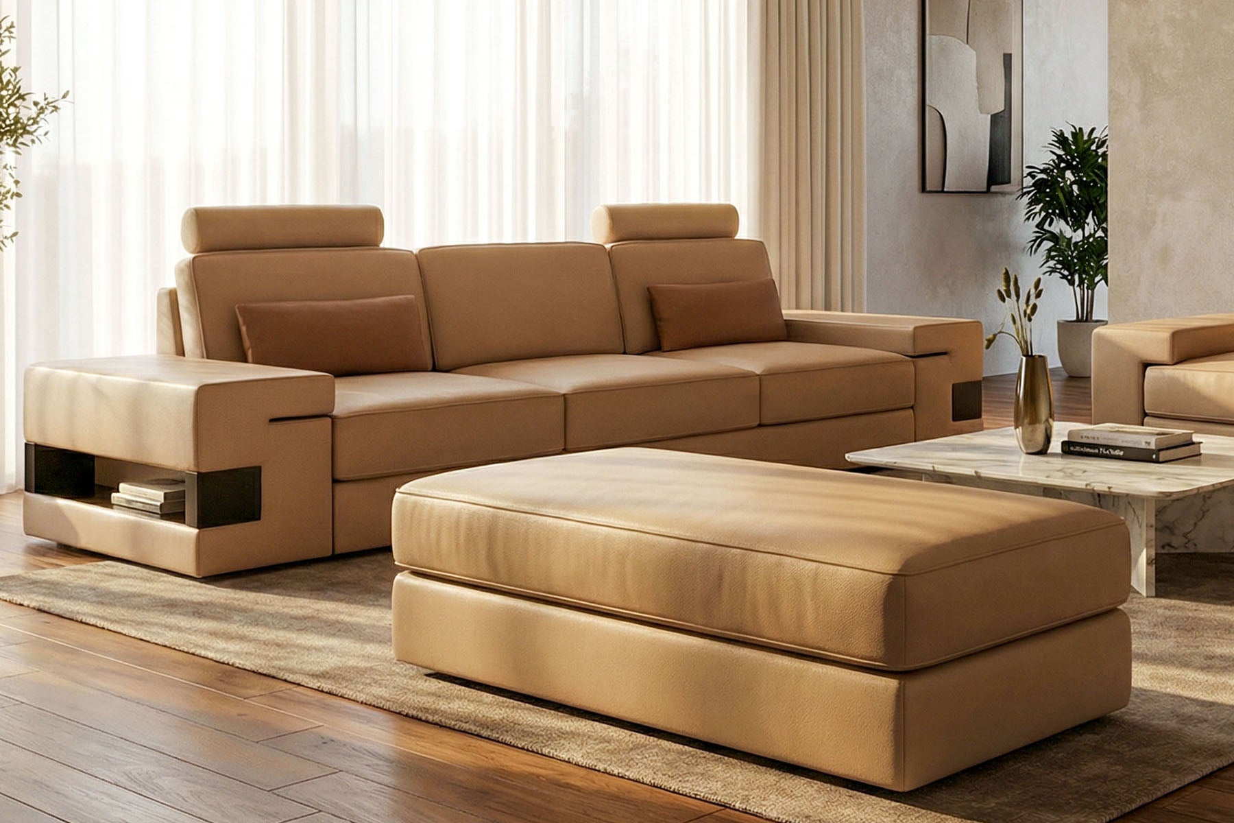 Los Angeles Leather 3 Seater Sofa