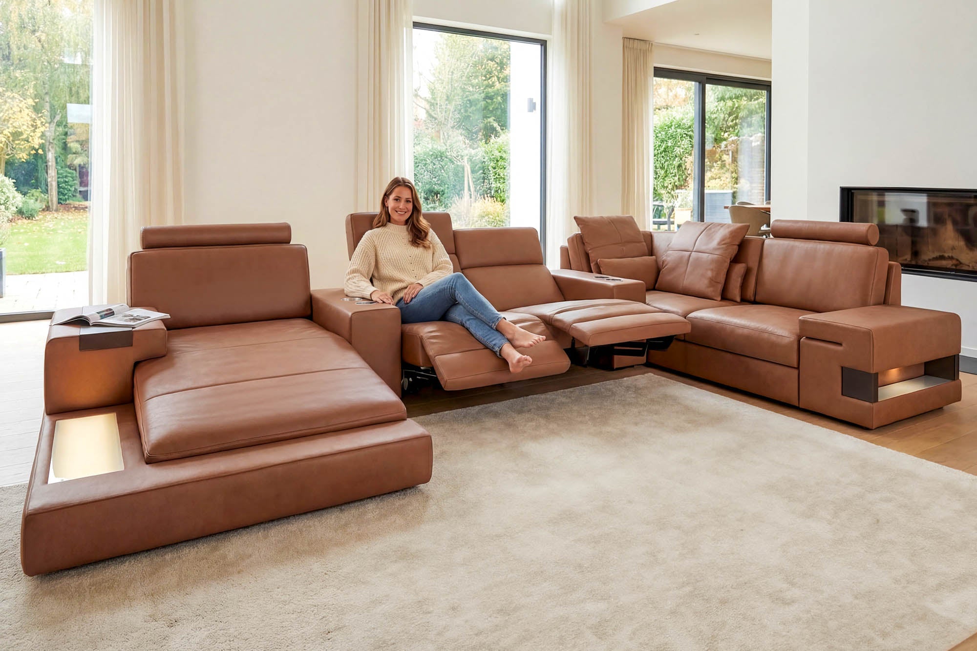 Leather Sectional Sofa with Chaise – Los Angeles III | Bullhoff