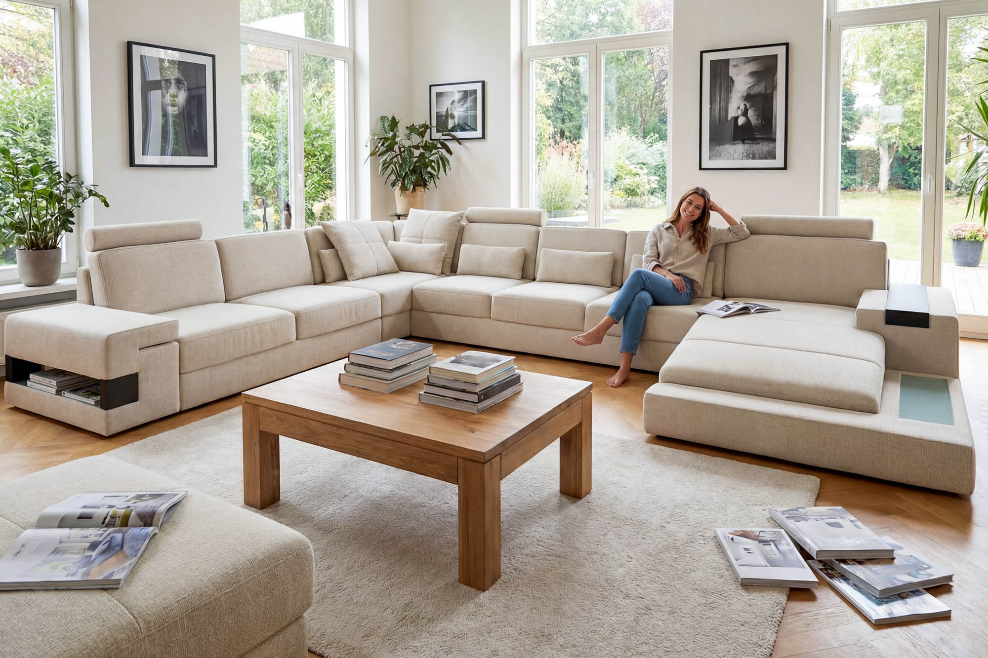 Los Angeles LG Fabric U-Chaise Sectional Large