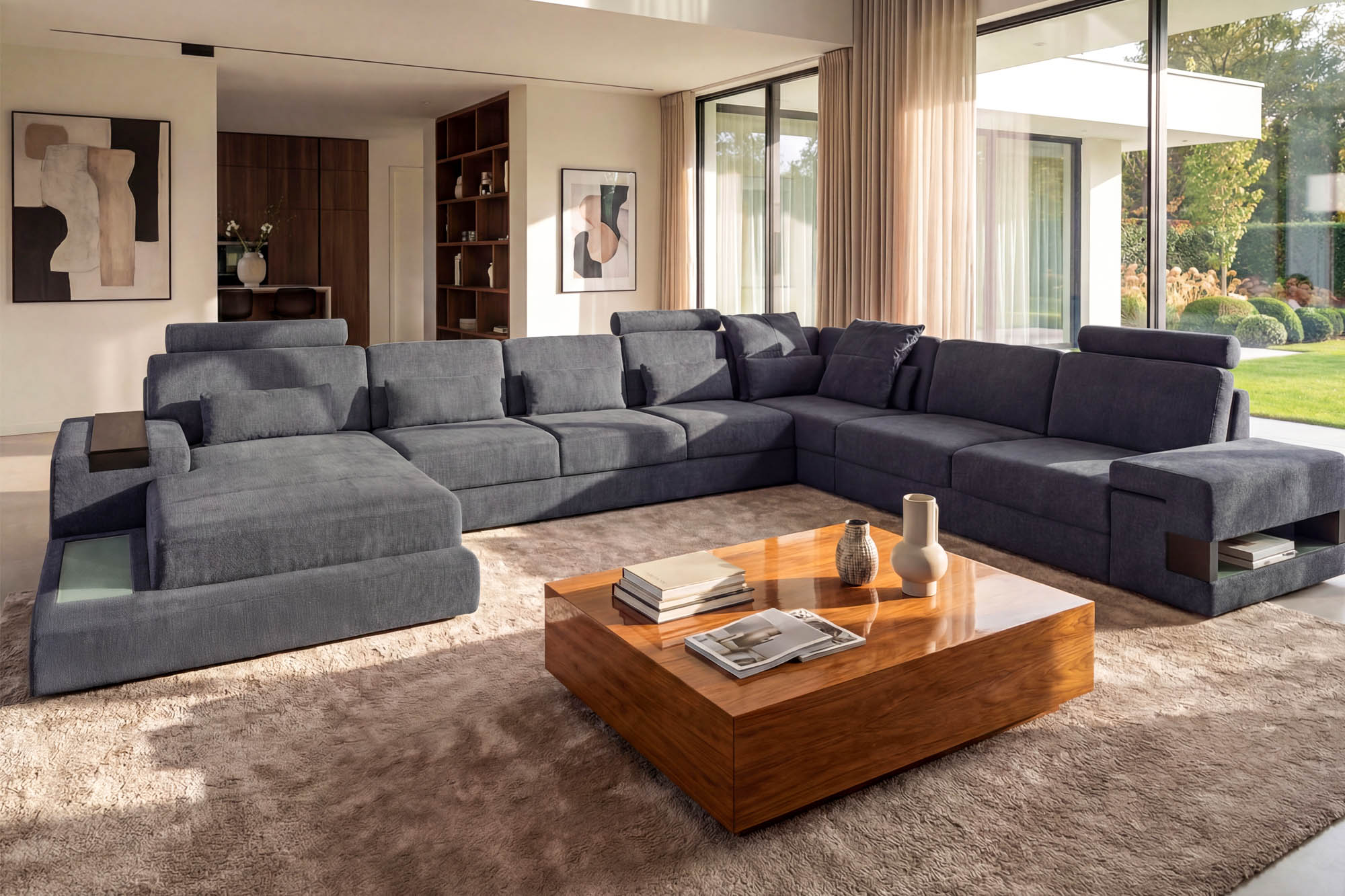 Los Angeles LG Fabric U-Chaise Sectional Large