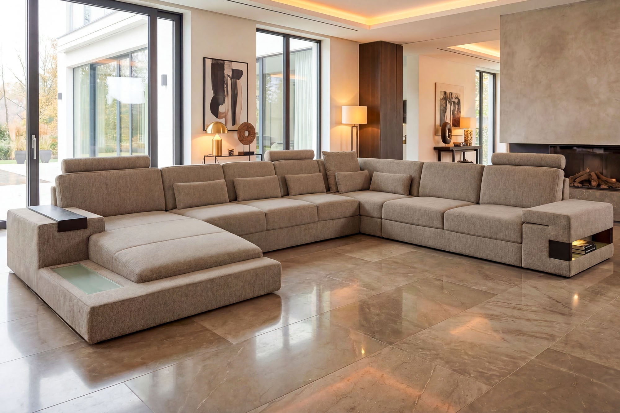 Los Angeles LG Fabric U-Chaise Sectional Large