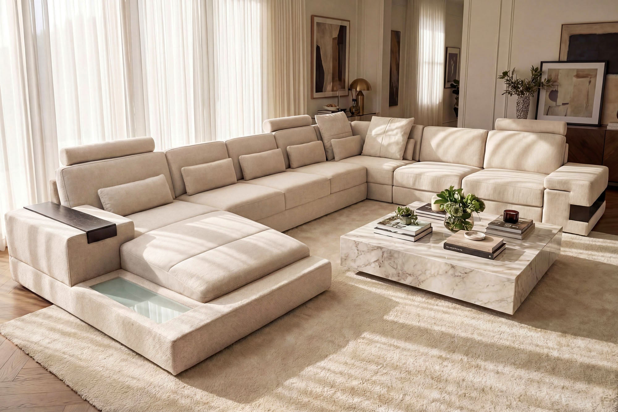 Los Angeles LG Fabric U-Chaise Sectional Large