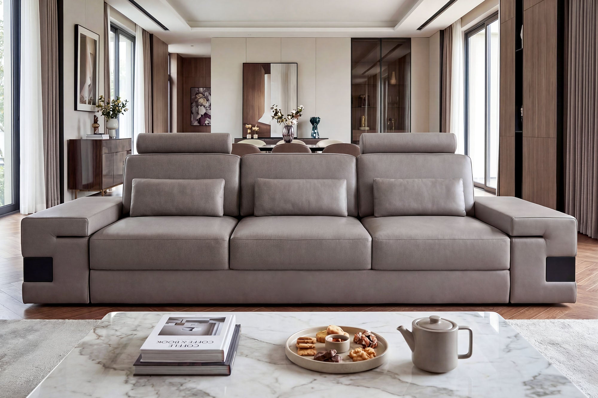 Los Angeles Leather 3 Seater Sofa