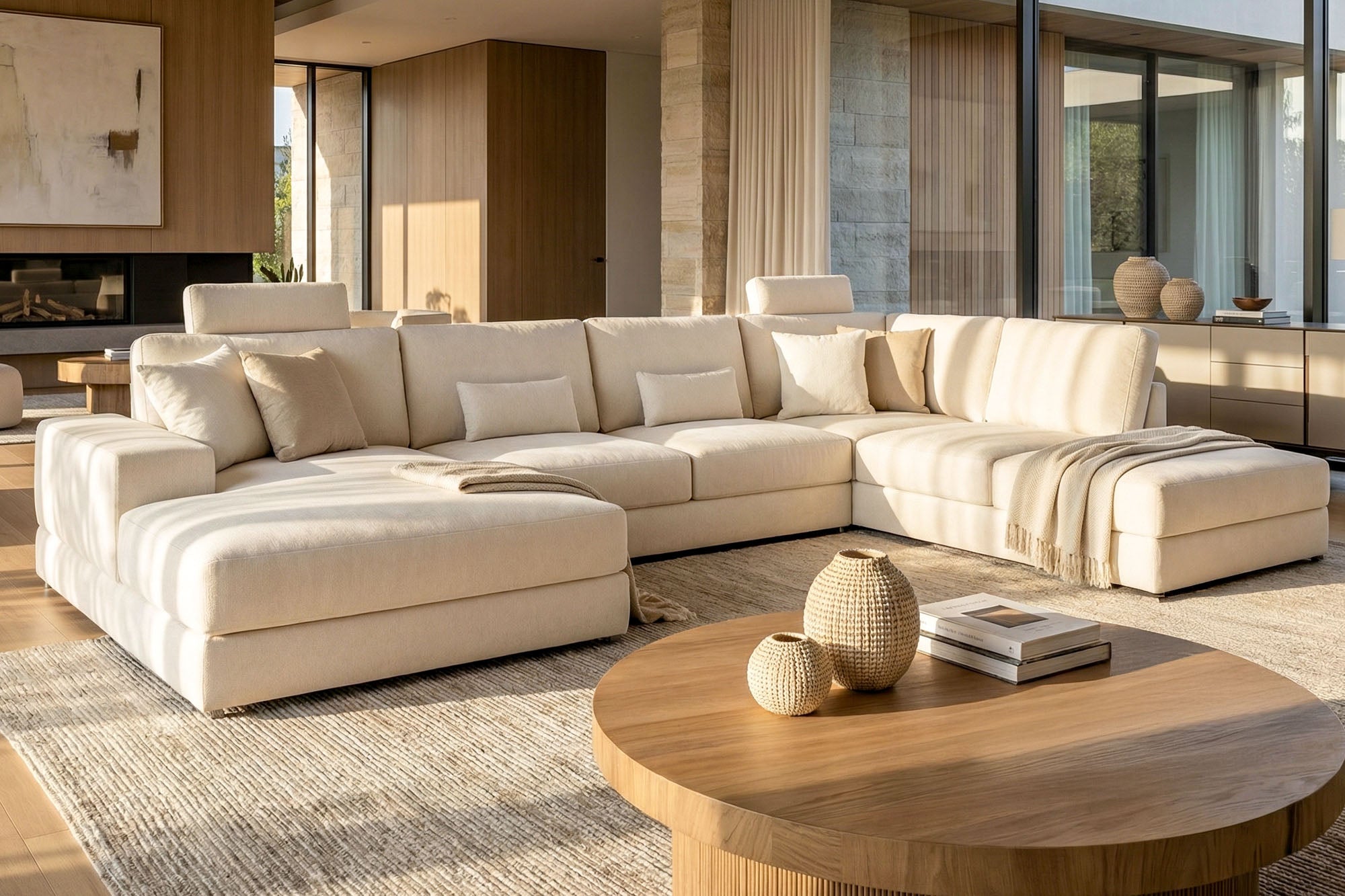 New York Modern Fabric U-Chaise Sectional
