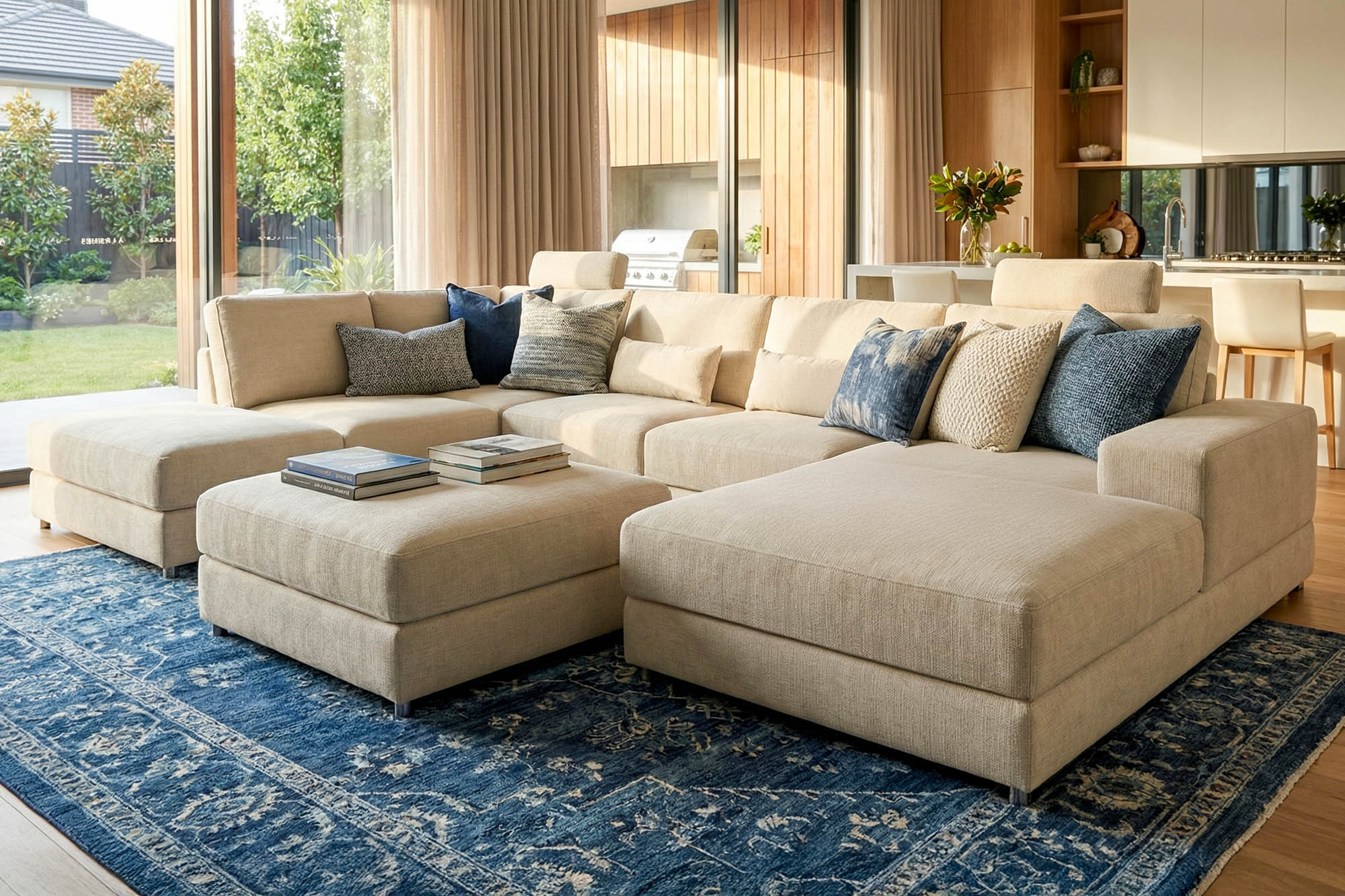 New York Modern Fabric U-Chaise Sectional