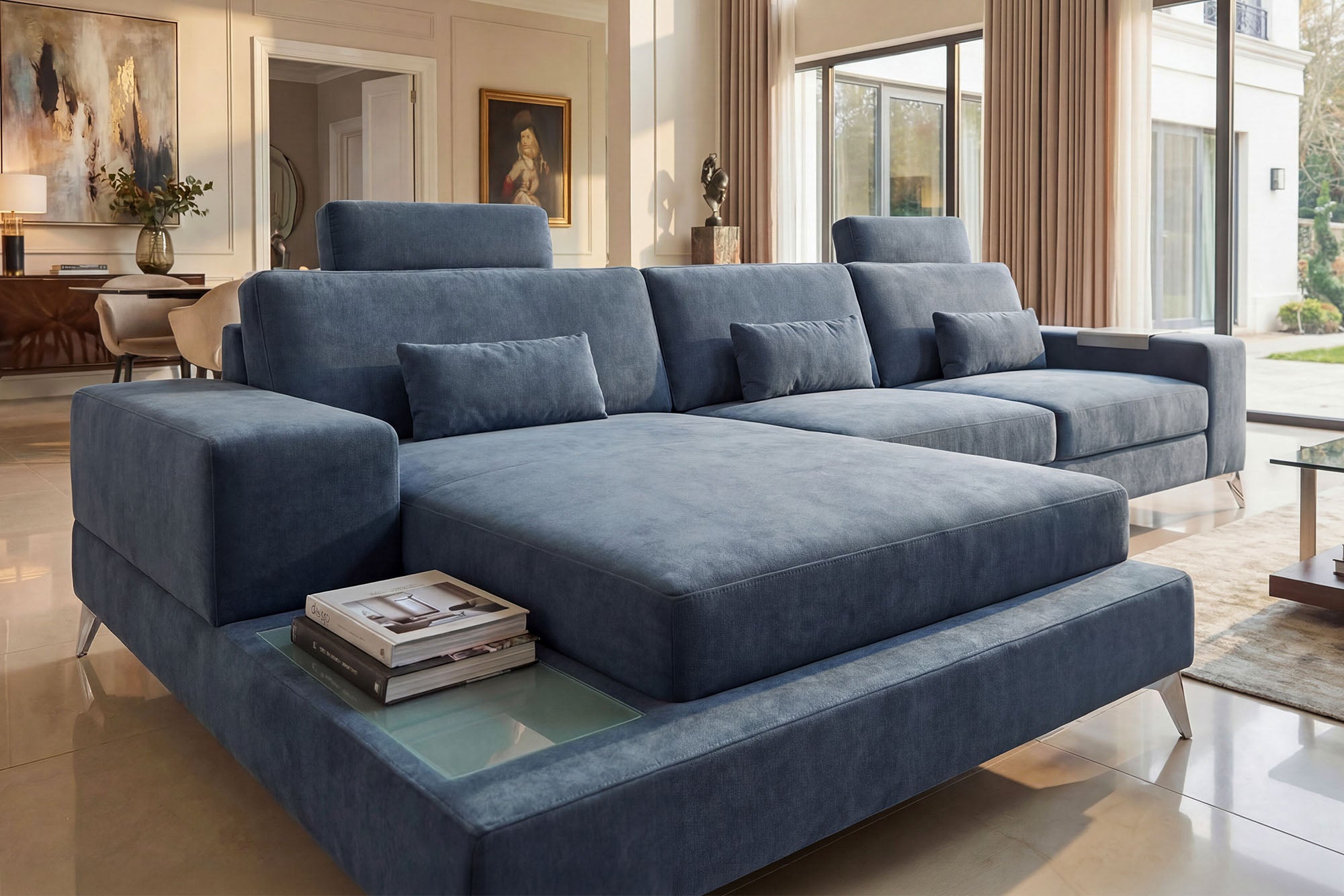 New York III Fabric Chaise Sofa