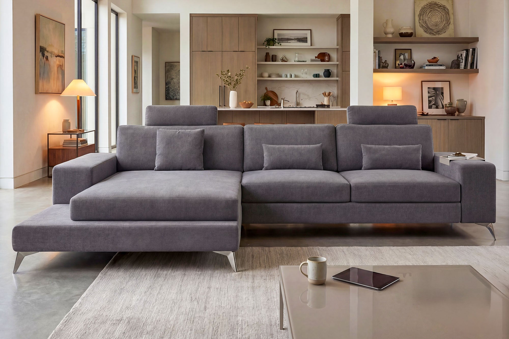 New York III Fabric Chaise Sofa