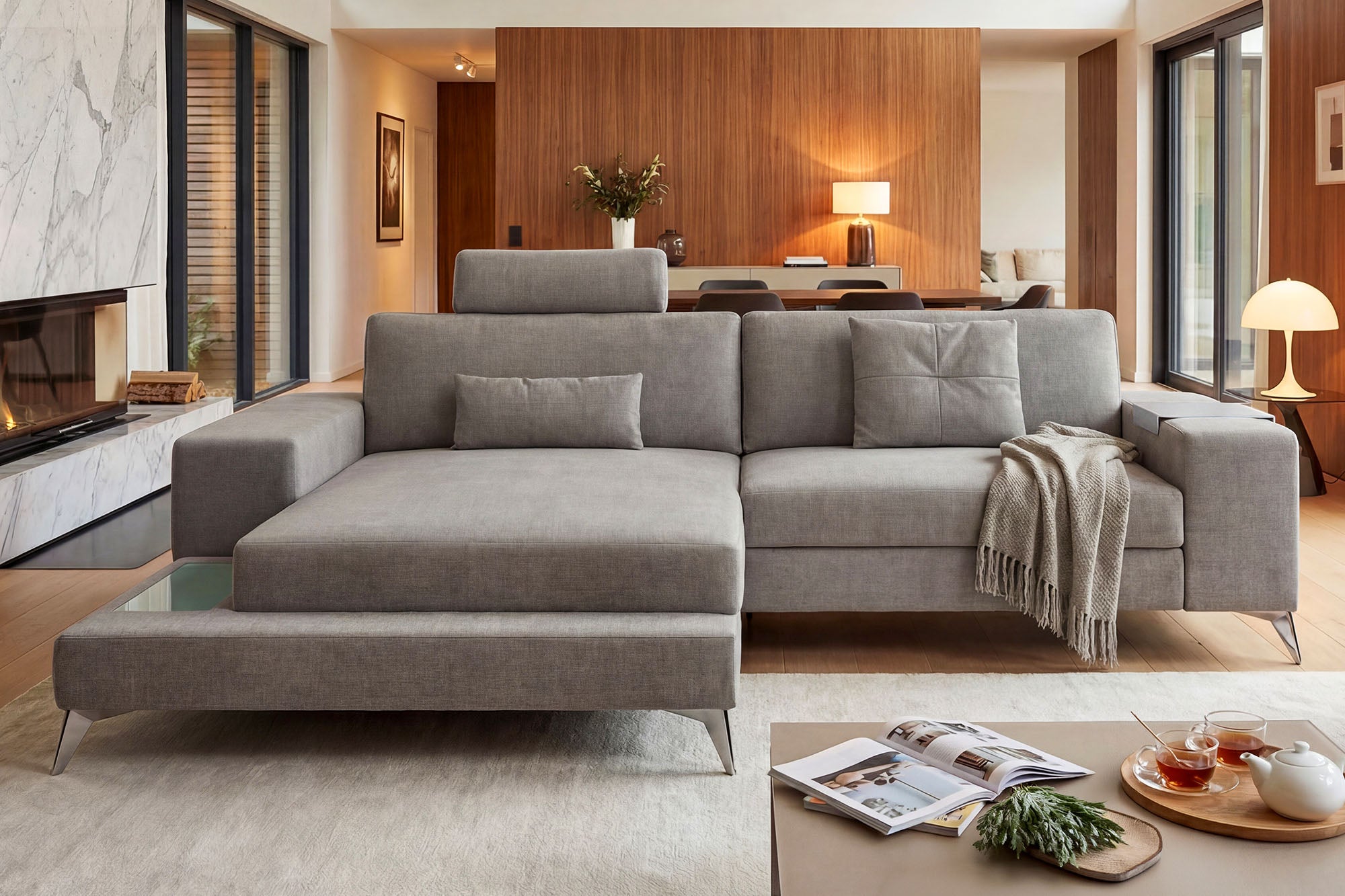 New York IV Fabric Chaise Sofa Small