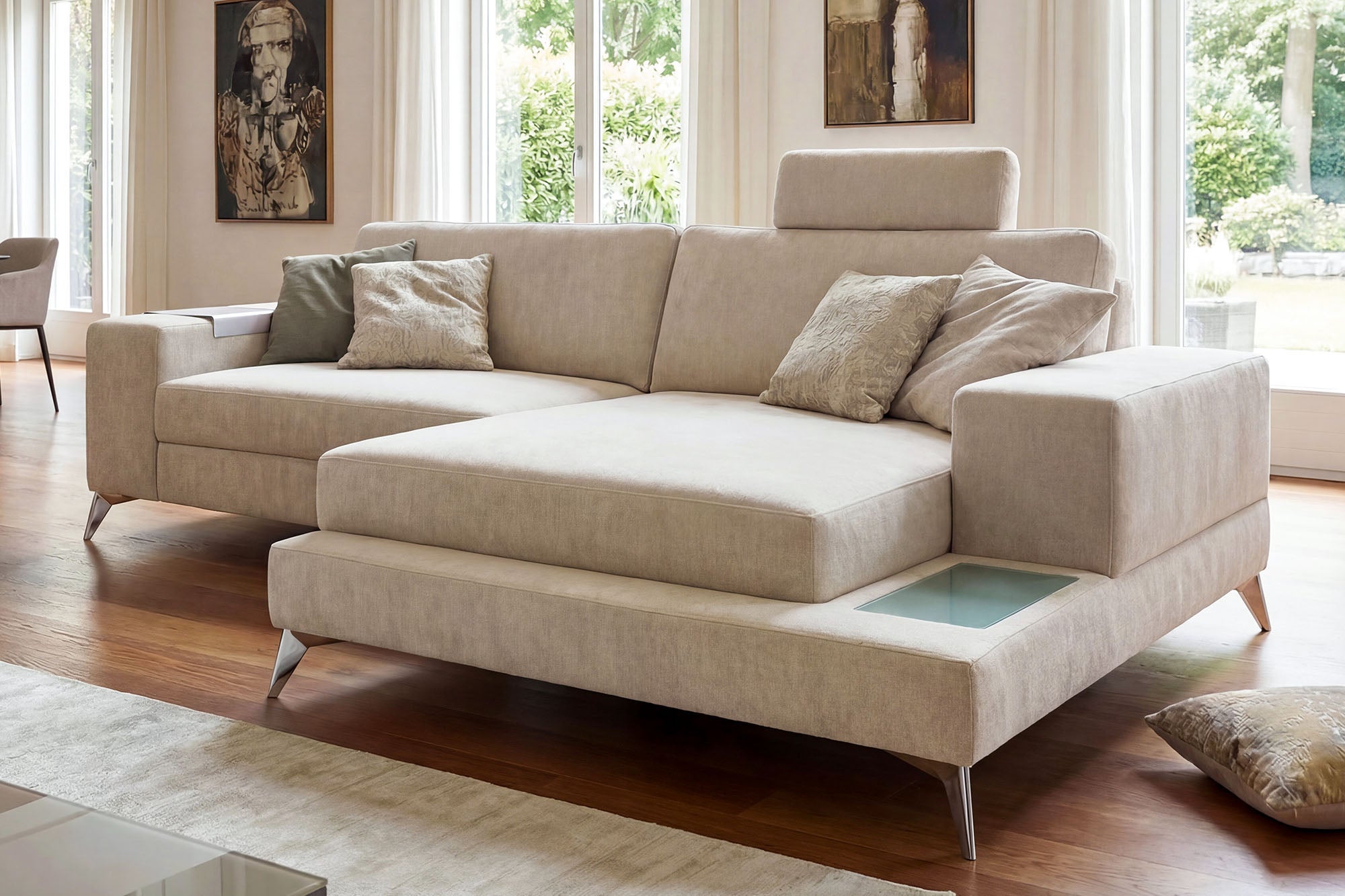 New York IV Fabric Chaise Sofa Small