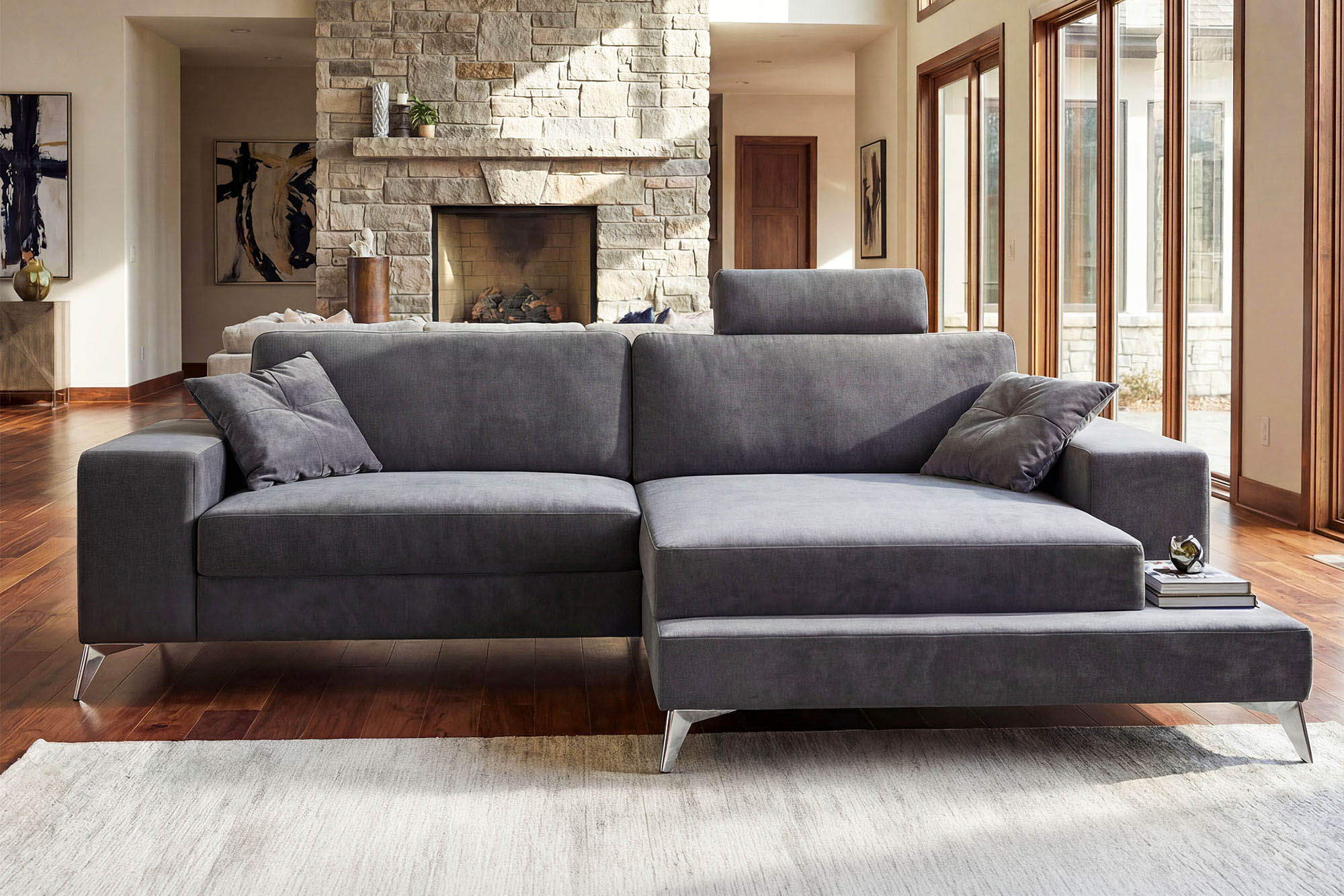 New York IV Fabric Chaise Sofa Small