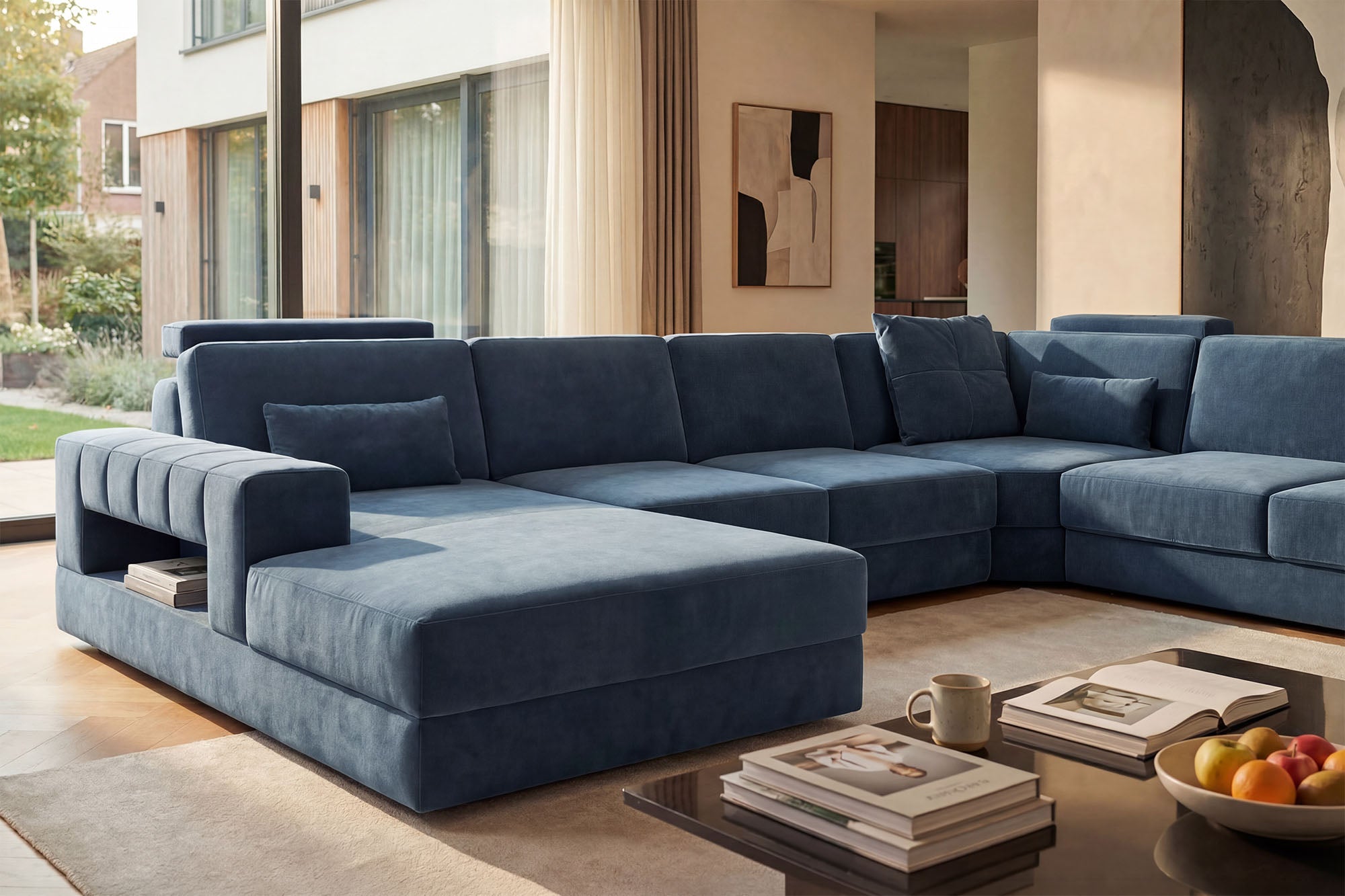 Phoenix Modern Fabric U-Chaise Sectional