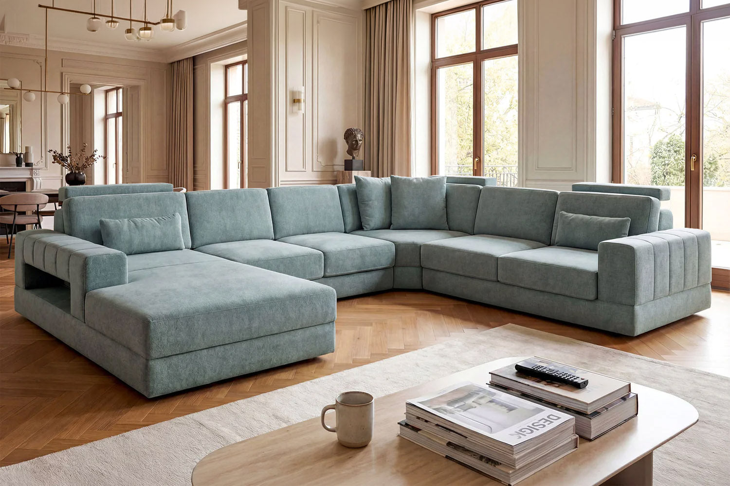 Phoenix Modern Fabric U-Chaise Sectional