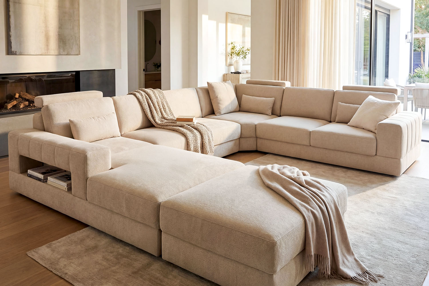 Phoenix Modern Fabric U-Chaise Sectional