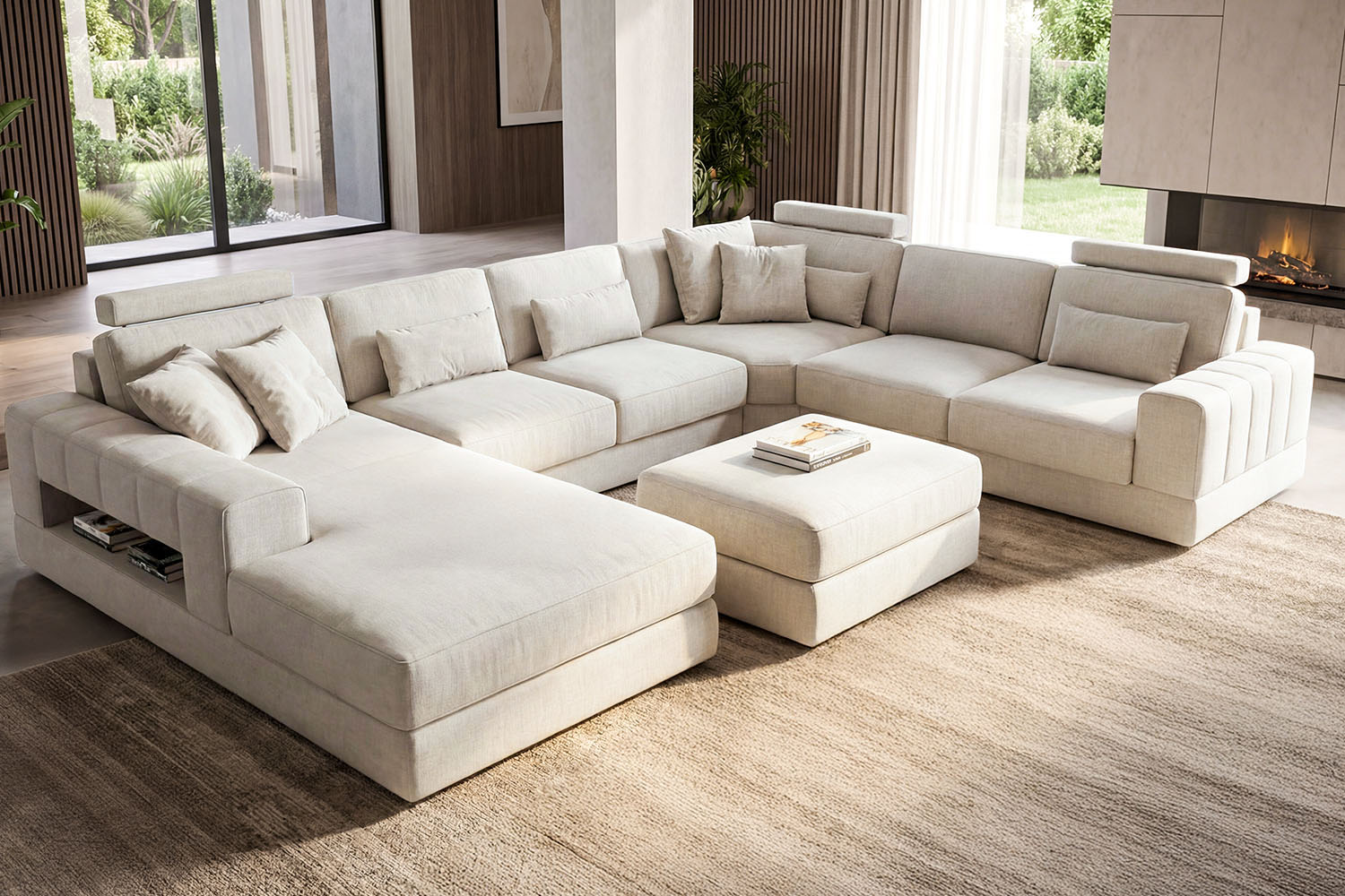 Phoenix Modern Fabric U-Chaise Sectional
