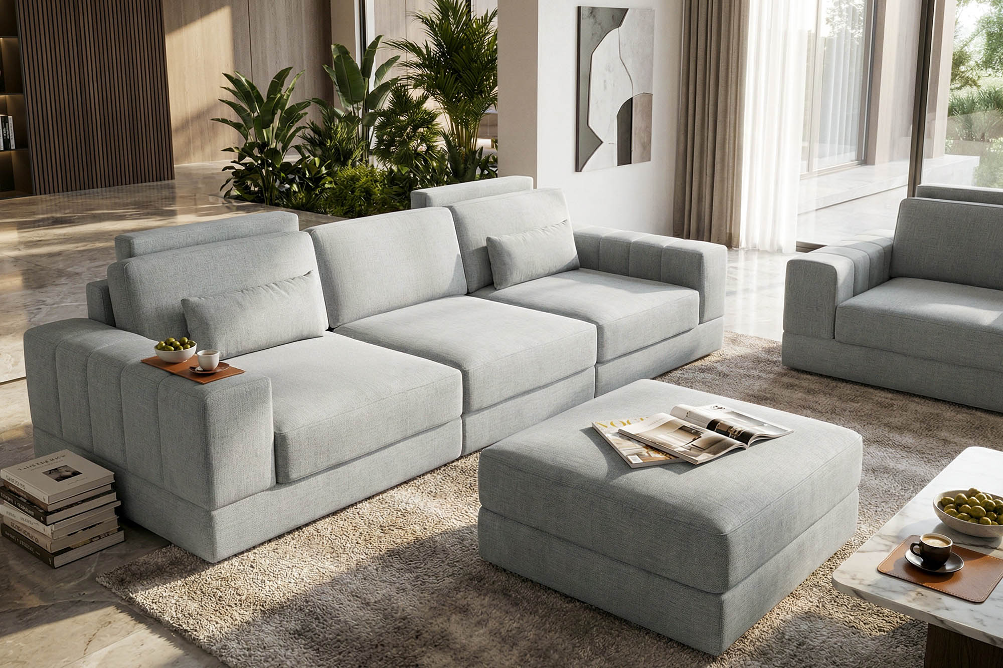 Phoenix Modern Fabric 3 Seater Sofa