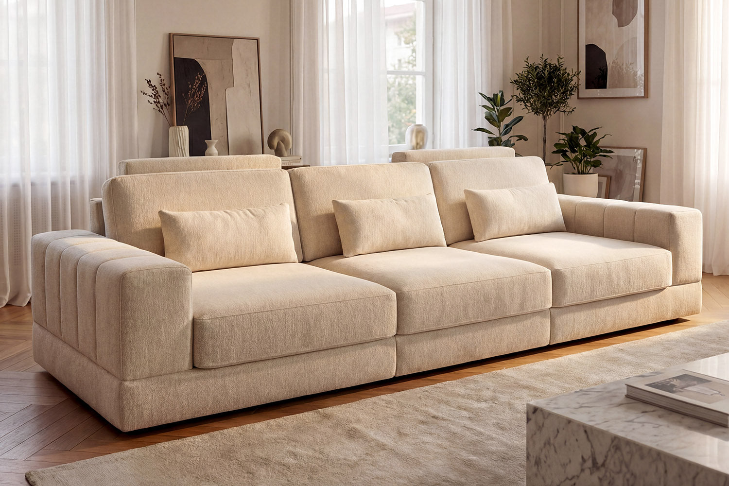 Phoenix Modern Fabric 3 Seater Sofa
