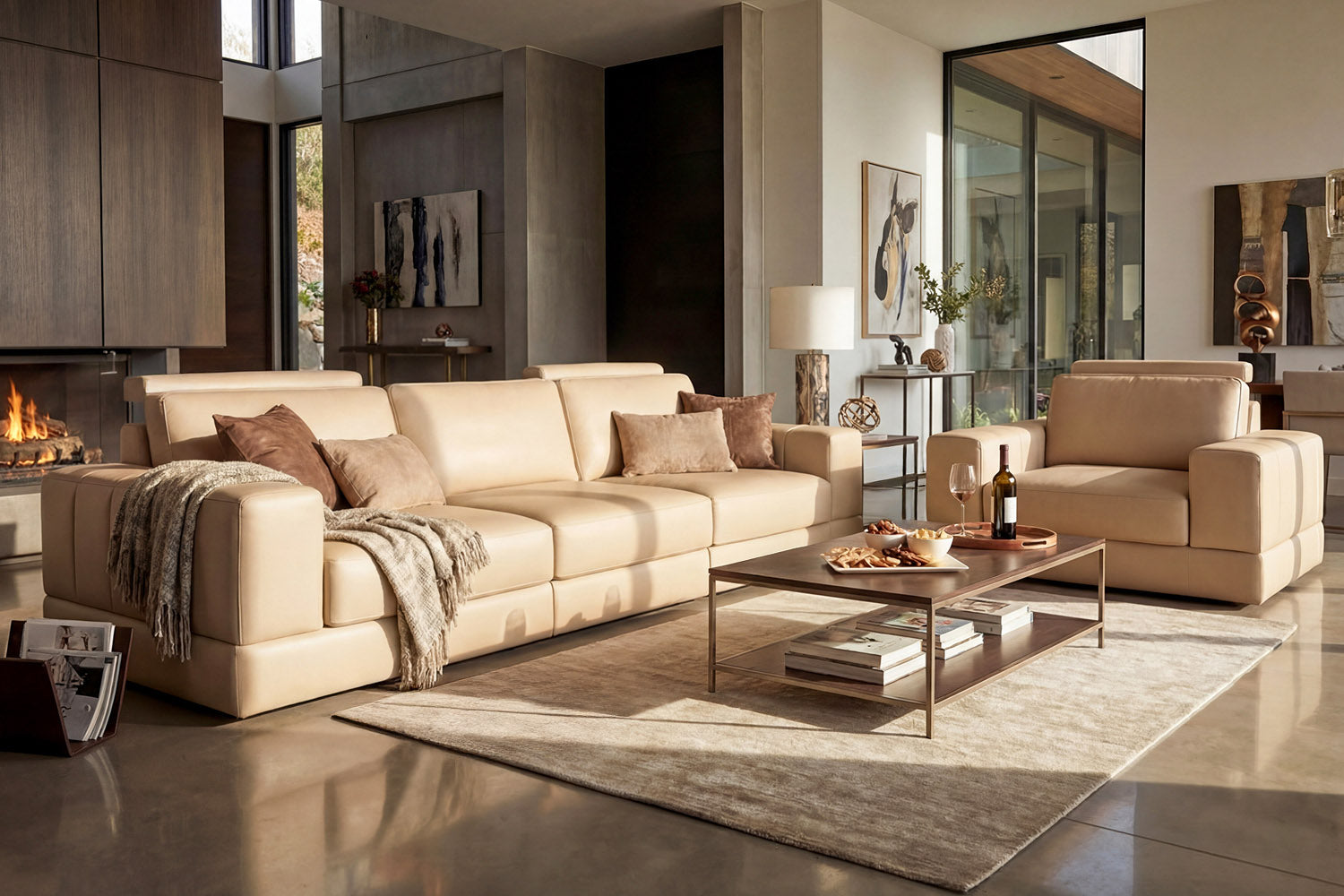 Phoenix Modern Leather 3 Seater Sofa