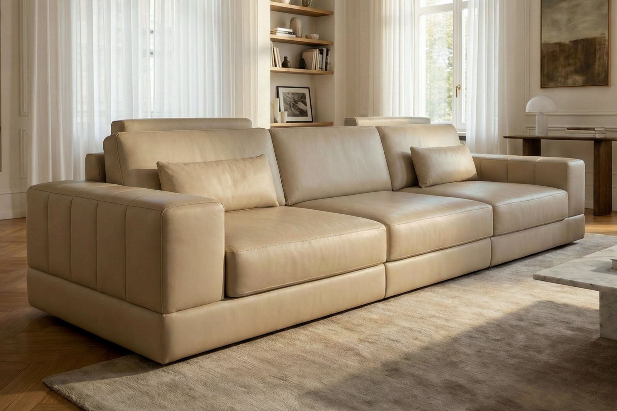 Phoenix Modern Leather 3 Seater Sofa