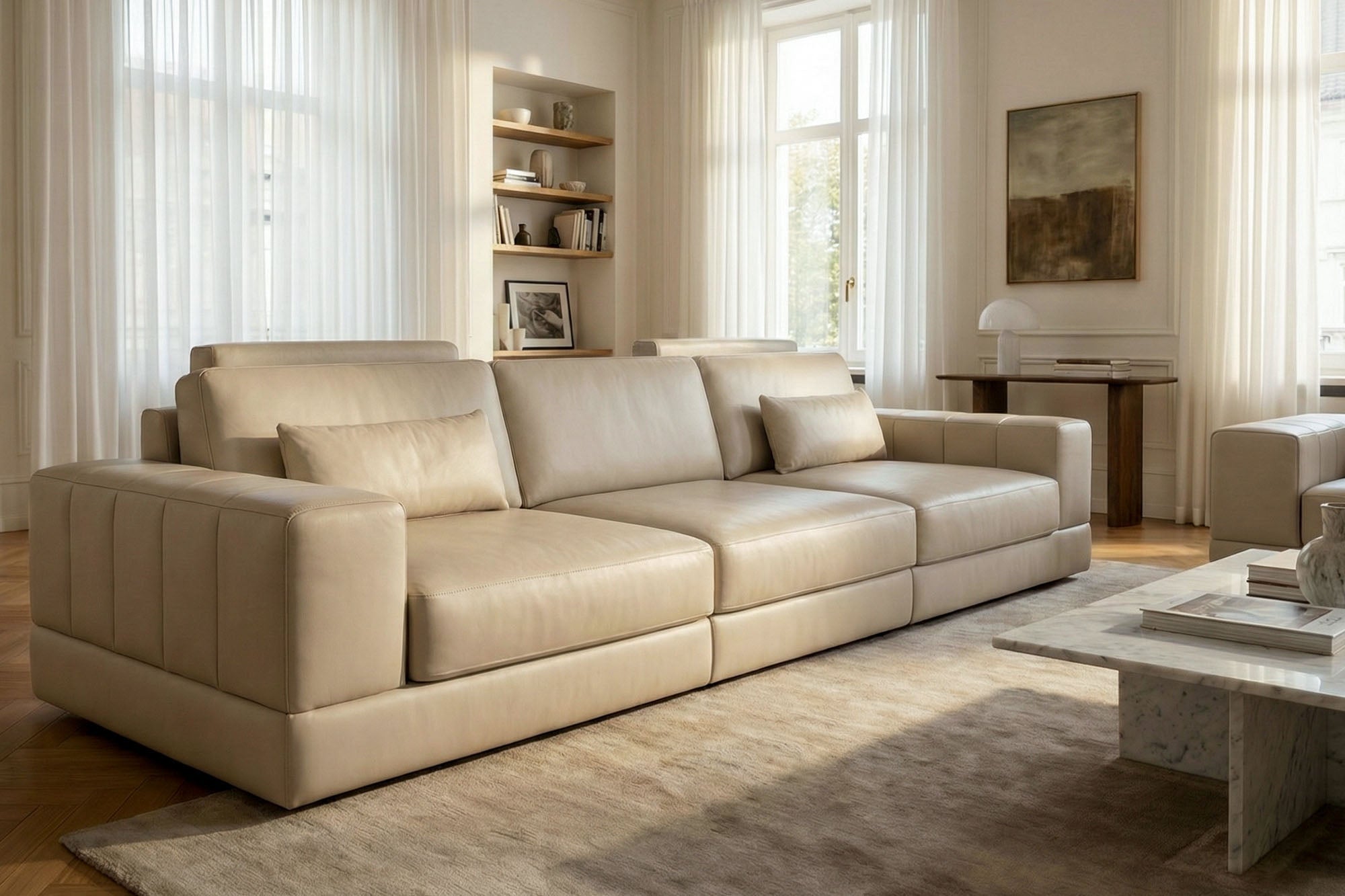 Phoenix Modern Leather Sofa Set