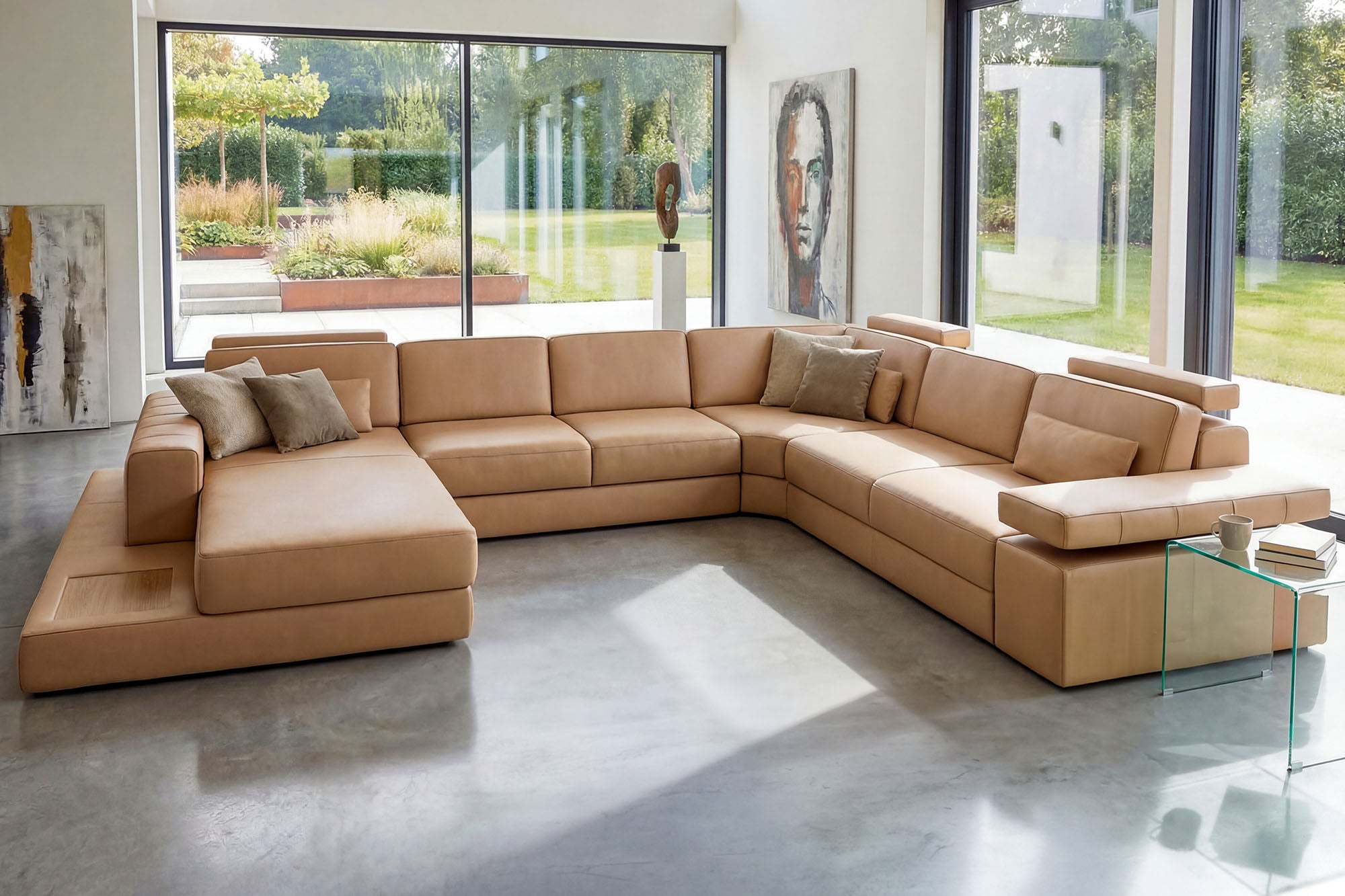 Phoenix Leather U-Chaise Sectional