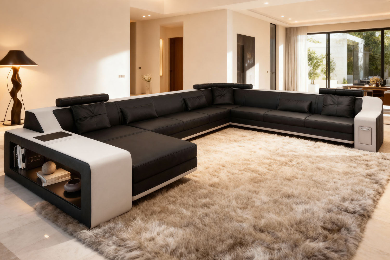 California LG Leather U-Chaise Sectional Large