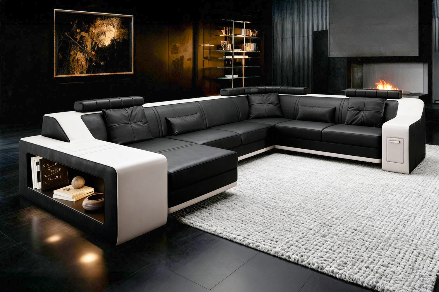 California Leather U-Chaise Sectional