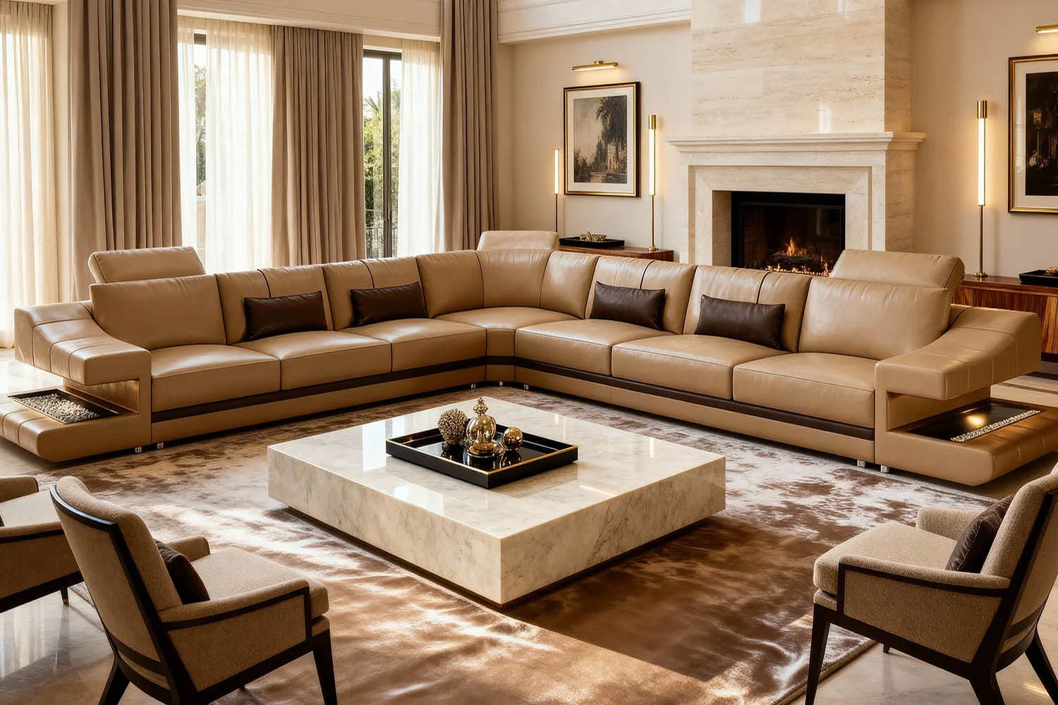 Chicago LG Leather L-Sectional Large