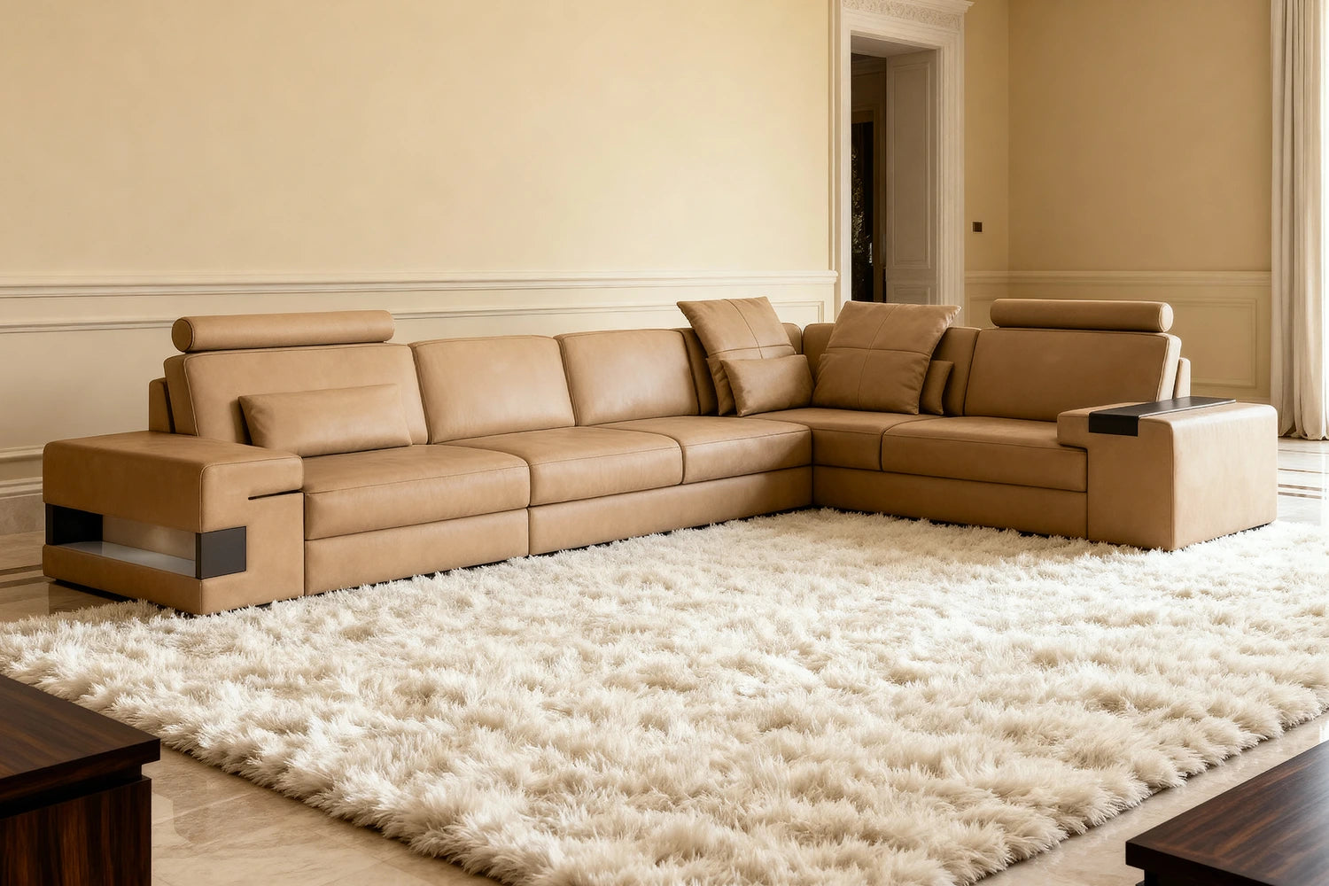 IN-STOCK Los Angeles II Leather L-Sectional with 3 Recliners and 1 extra seat UNBOXED