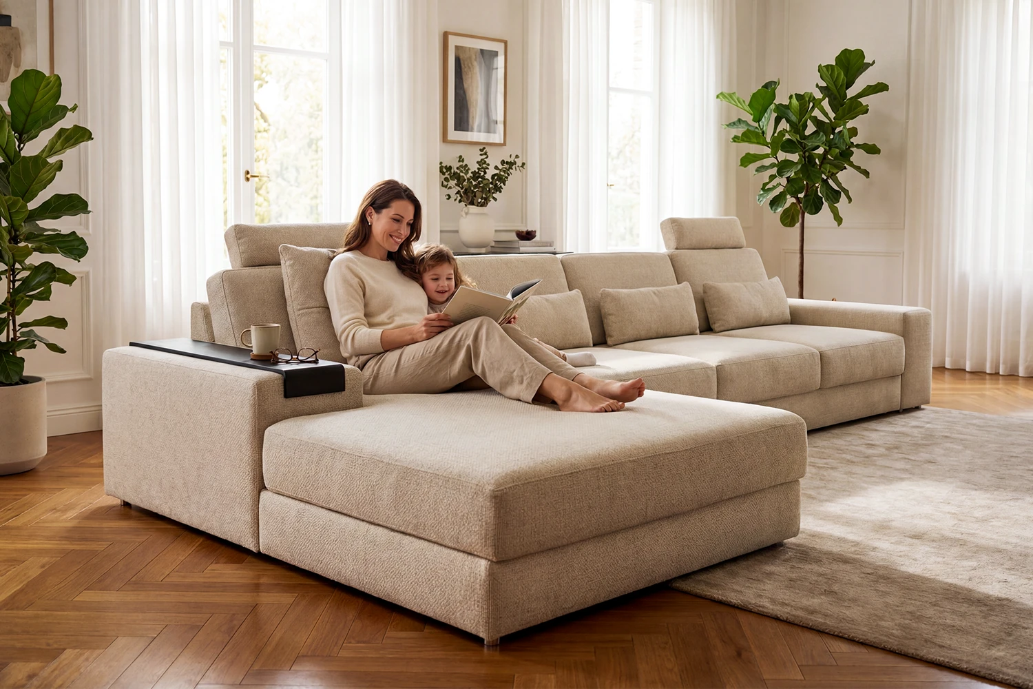 Los Angeles III-LG Modern Fabric Chaise Sectional
