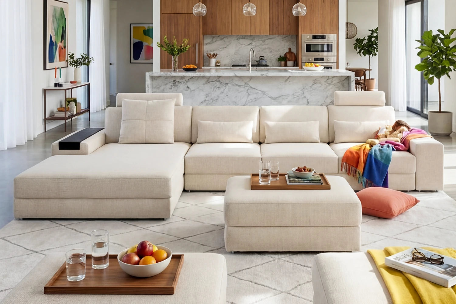 Los Angeles III-LG Modern Fabric Chaise Sectional