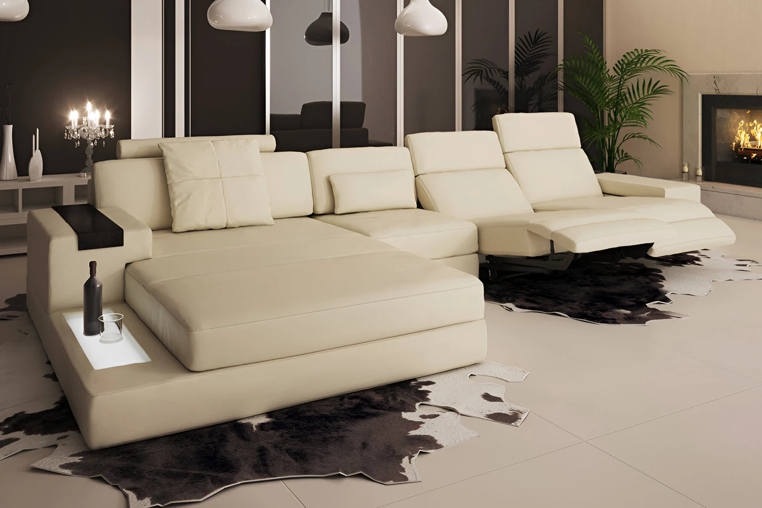 Los Angeles III-LG Leather Chaise Sectional