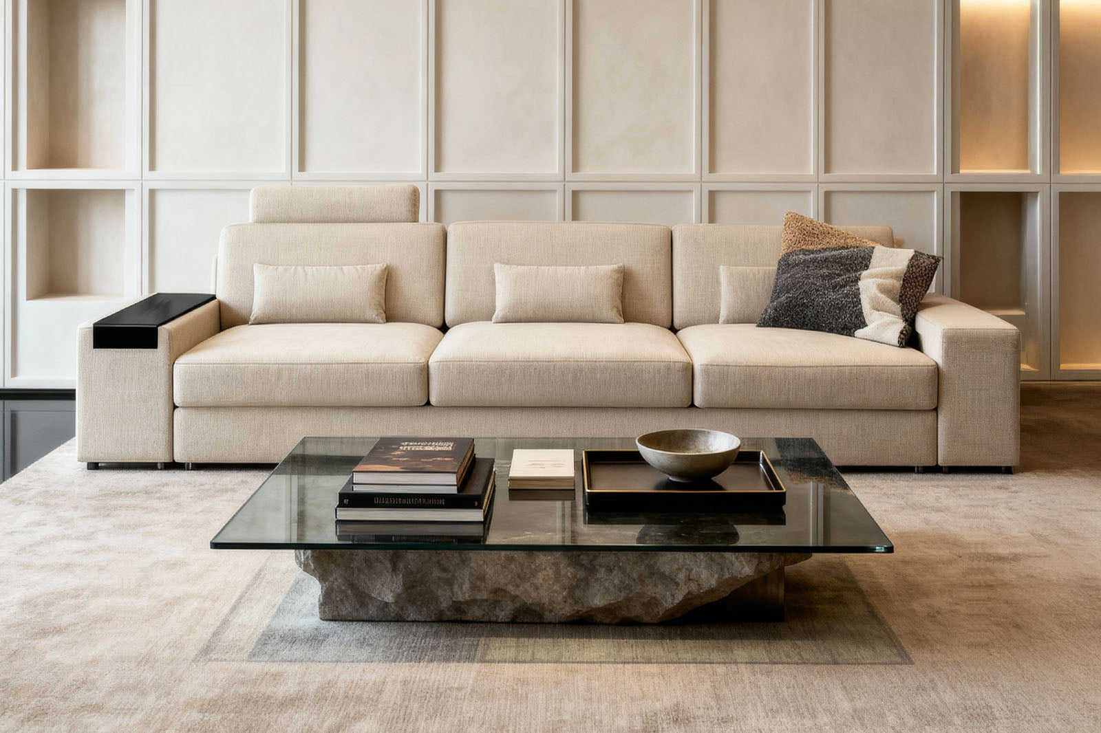 Los Angeles Modern Fabric 3 Seater Sofa