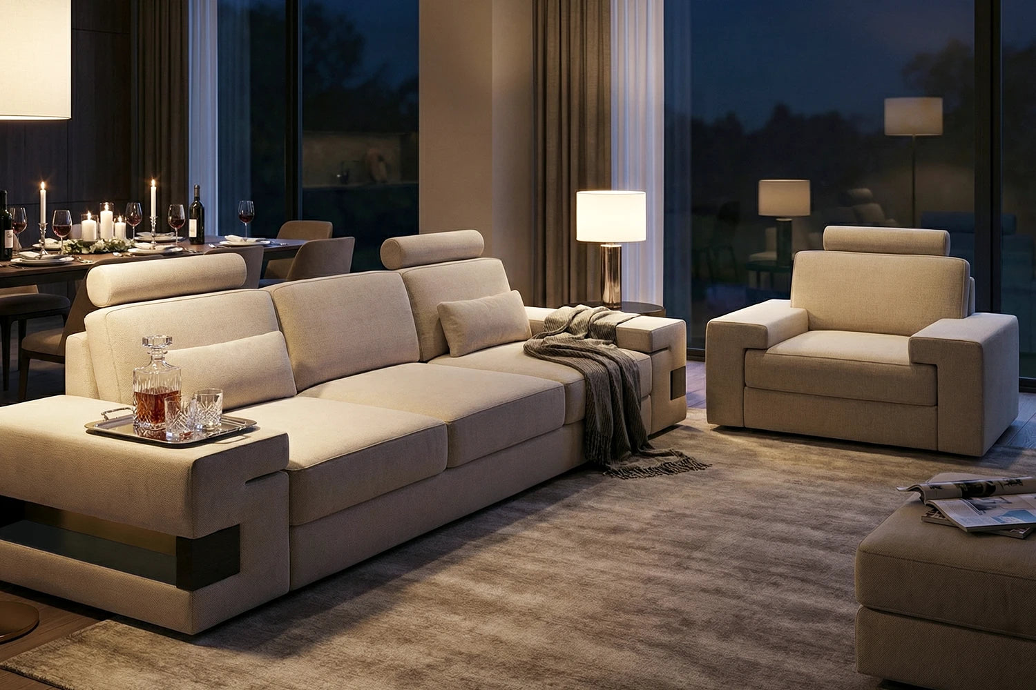 Los Angeles Fabric Sofa Set