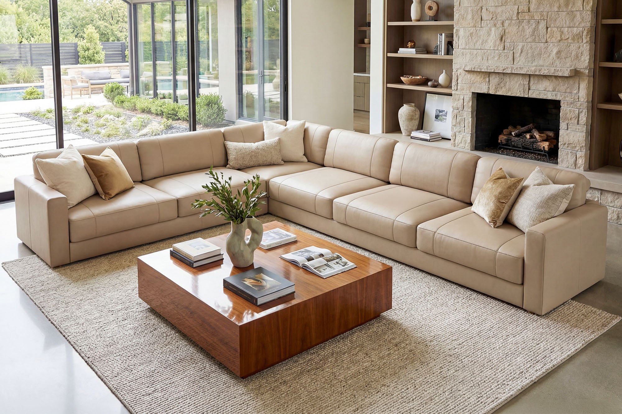 Texas LG Modern Leather L-Sectional Large