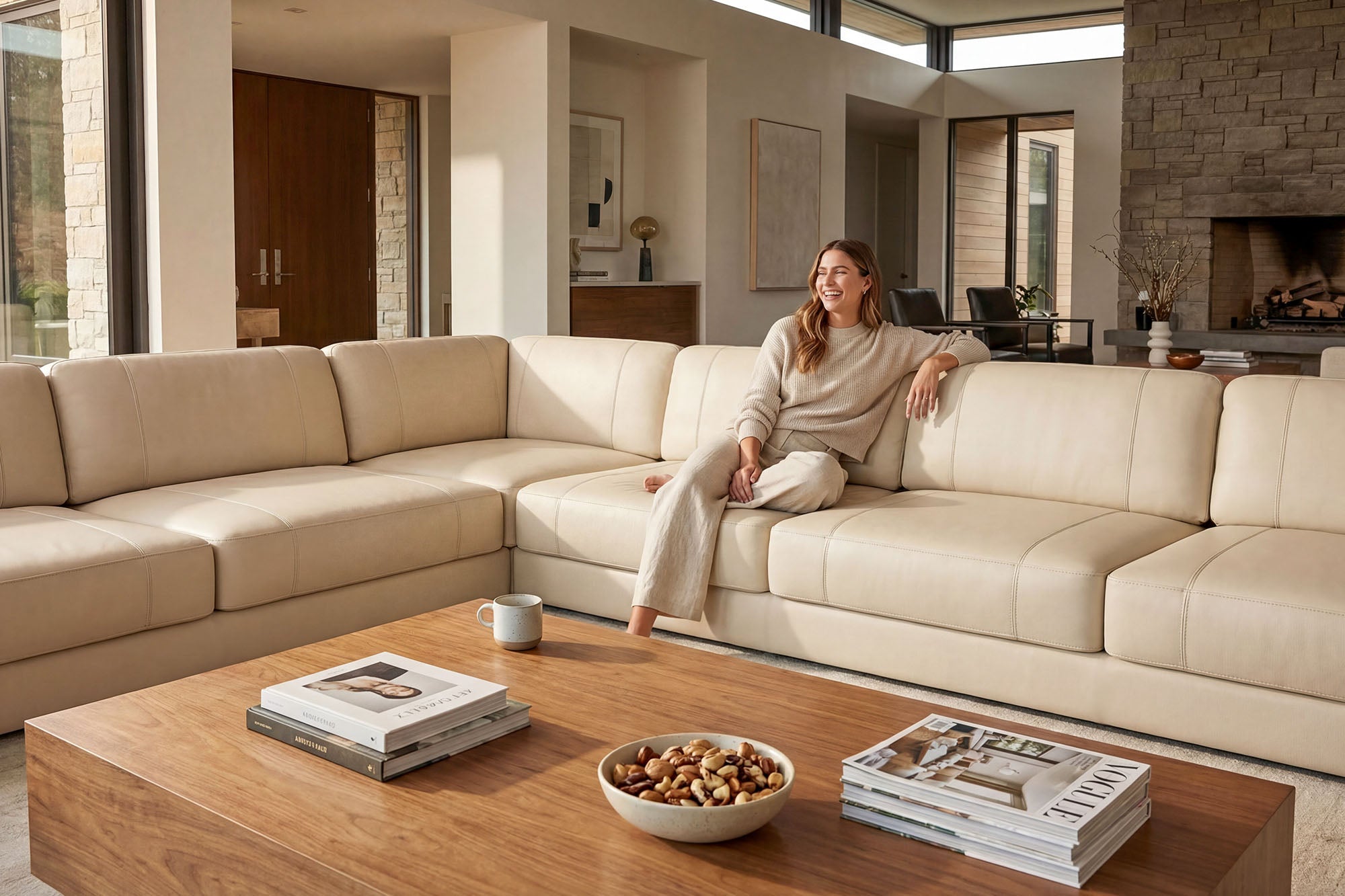 Texas LG Modern Leather L-Sectional Large