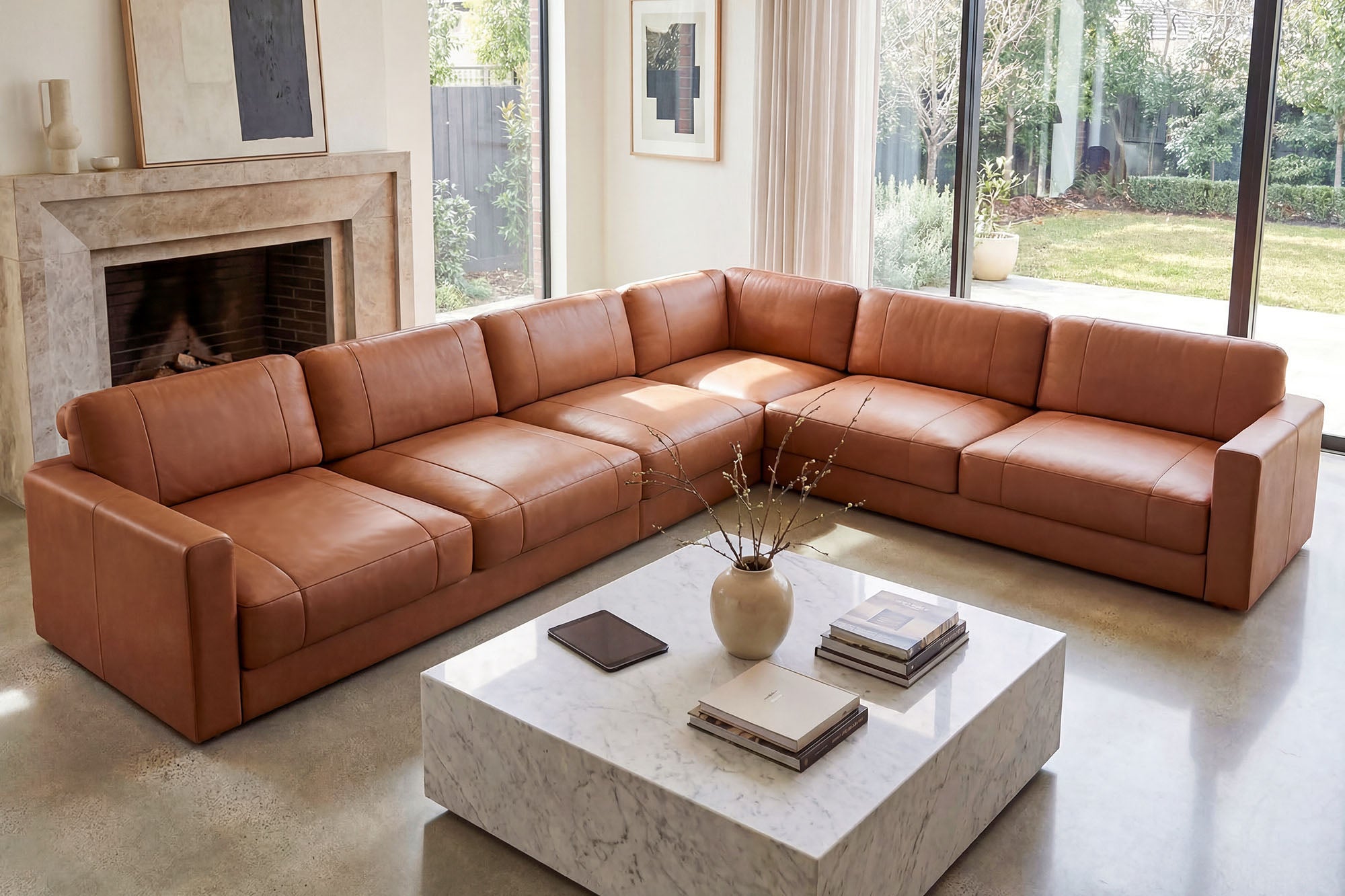 Texas LG Modern Leather L-Sectional Large