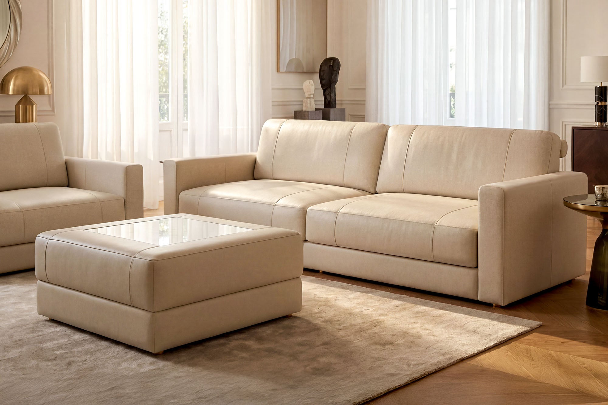 Texas Modern Leather Sofa Set