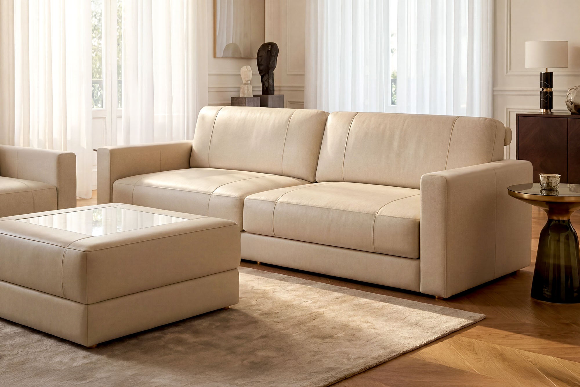 Texas Modern Leather 3 Seater Sofa