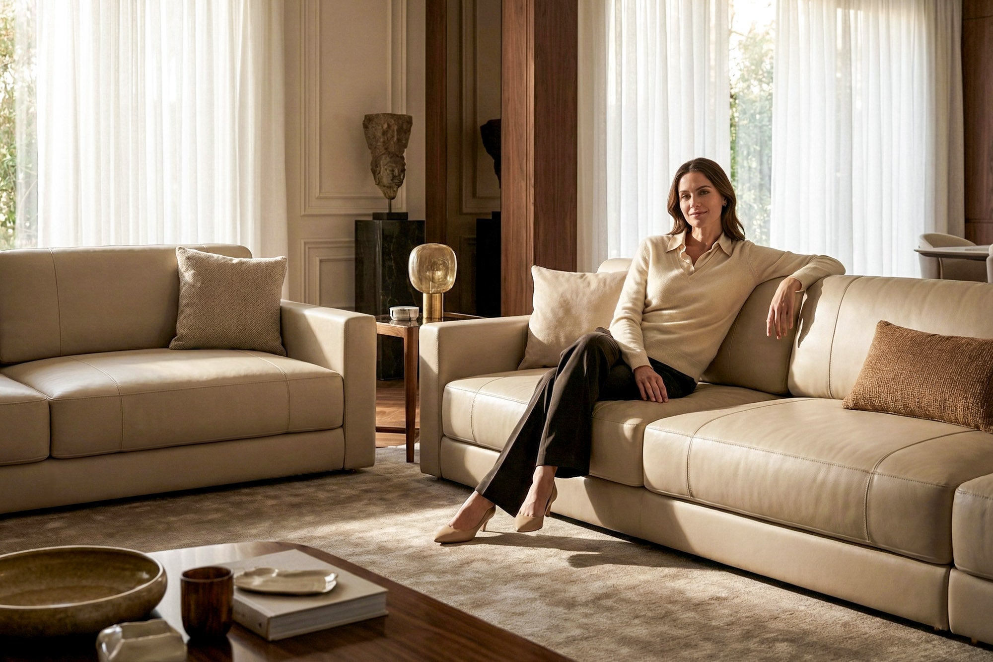 Texas Modern Leather Sofa Set