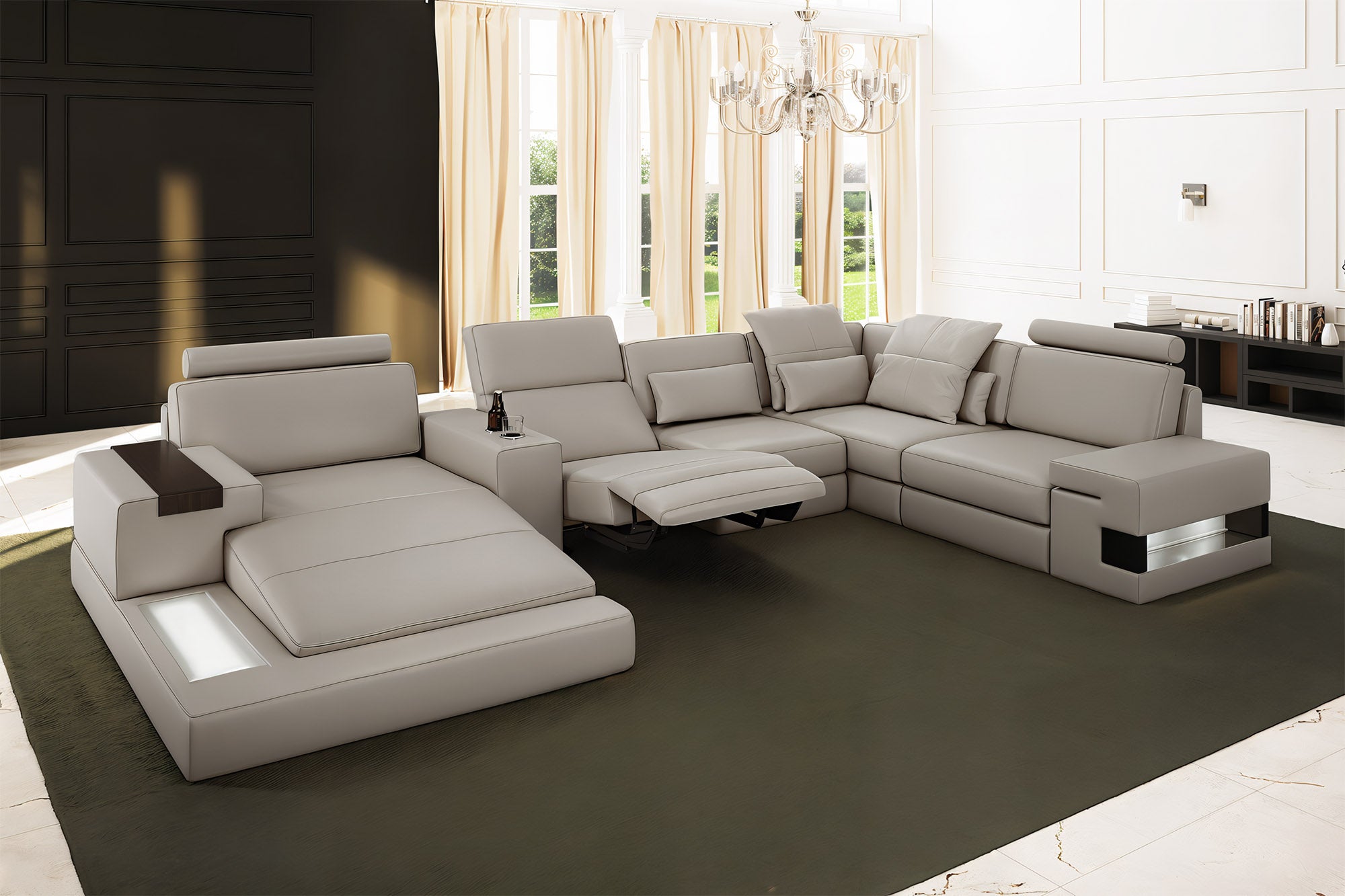 TEST Los Angeles Leather U-Chaise Sectional