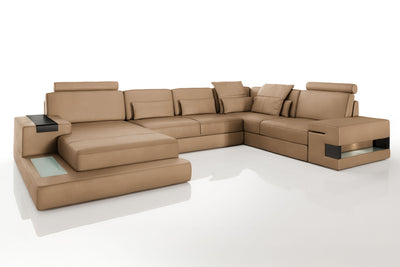 Los Angeles Leather U-Chaise Sectional