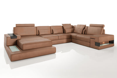 Los Angeles Leather U-Chaise Sectional