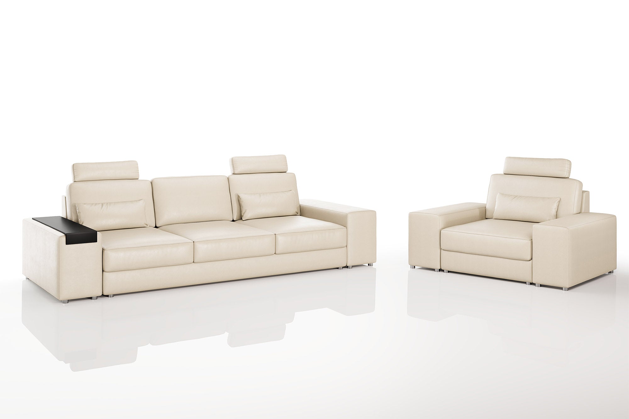 Los Angeles Modern Leather Sofa Set
