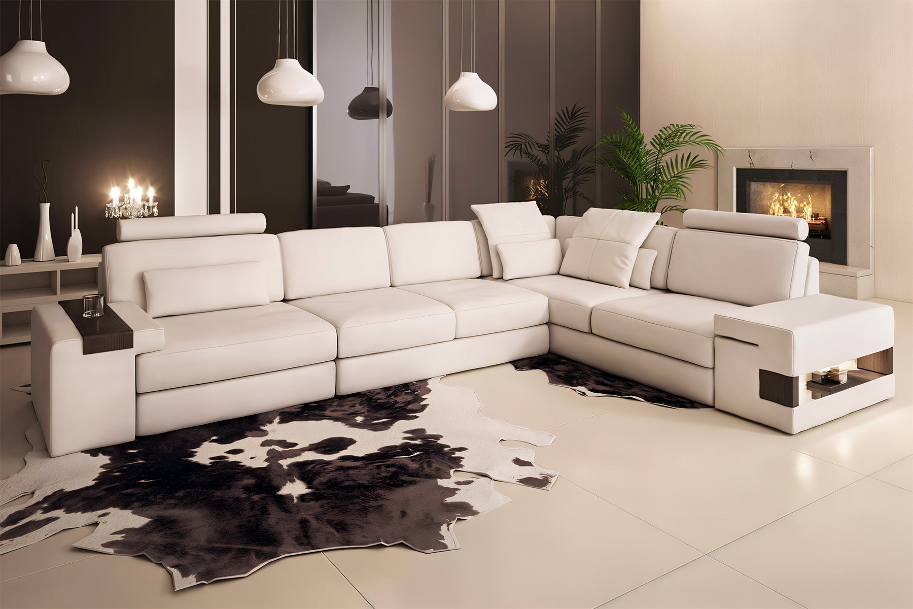 IN-STOCK Los Angeles II Leather L-Sectional with 3 Recliners and 1 extra seat UNBOXED